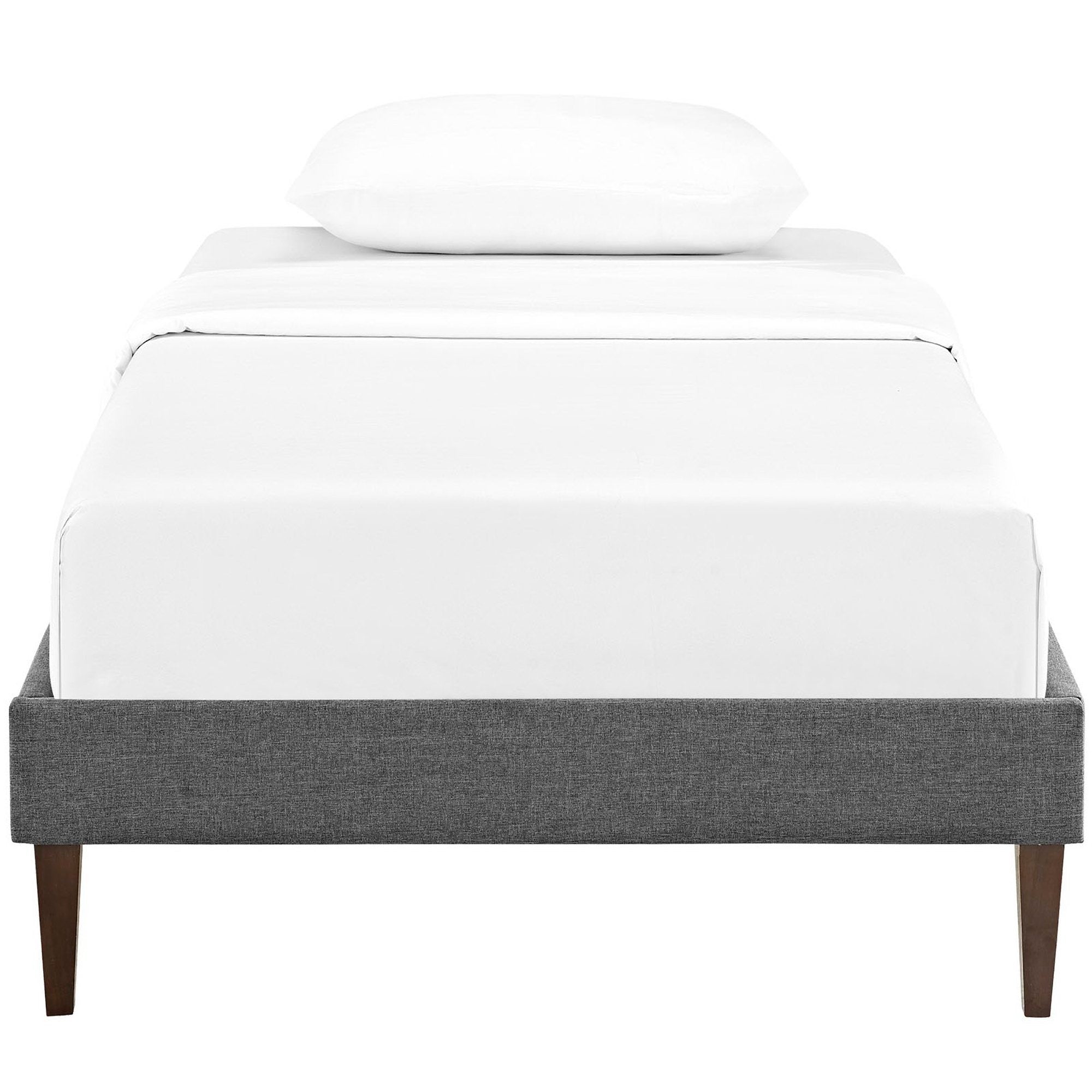 Sharon Fabric Twin Bed Frame with Squared Tapered Legs, Gray