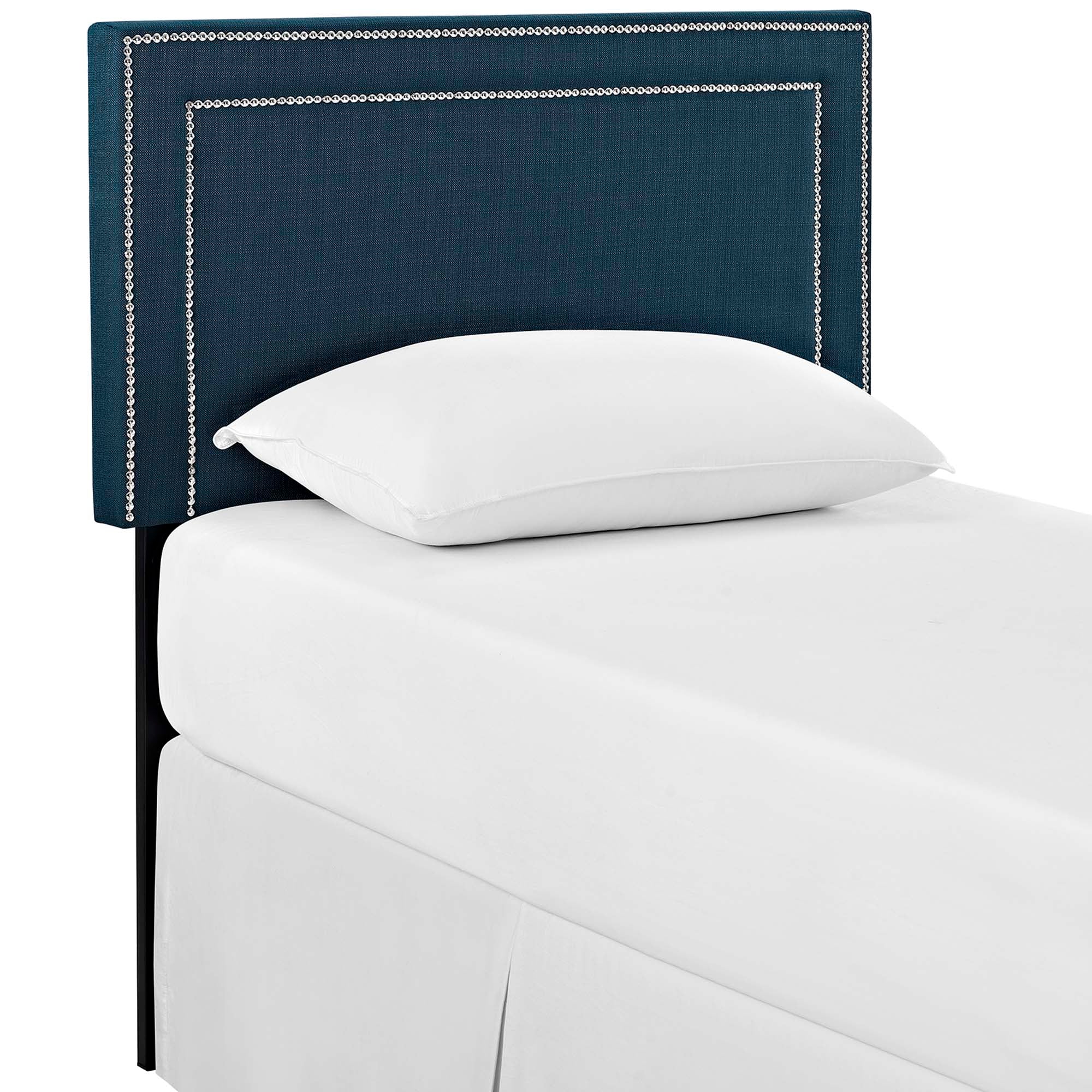Jessamine Upholstered Fabric Twin Headboard, Azure