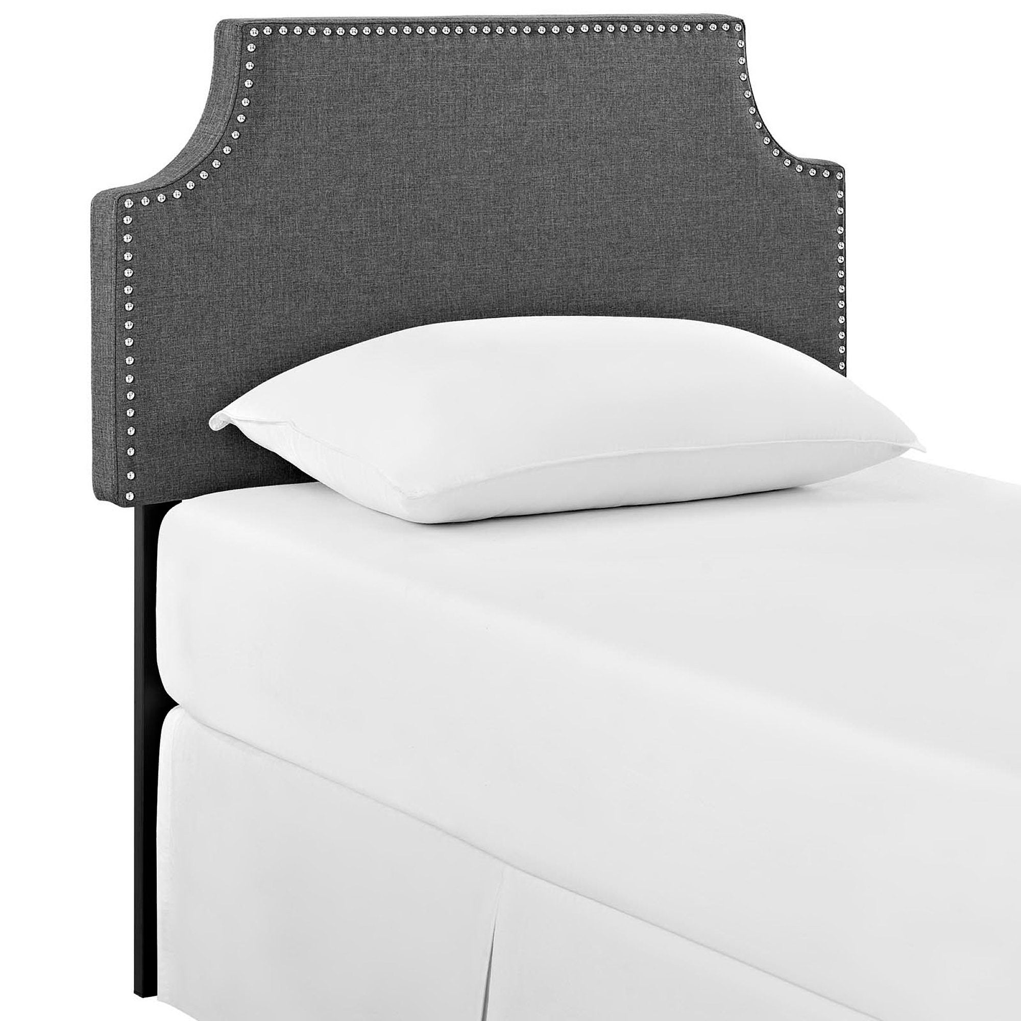 Laura Upholstered Fabric Twin Headboard, Gray