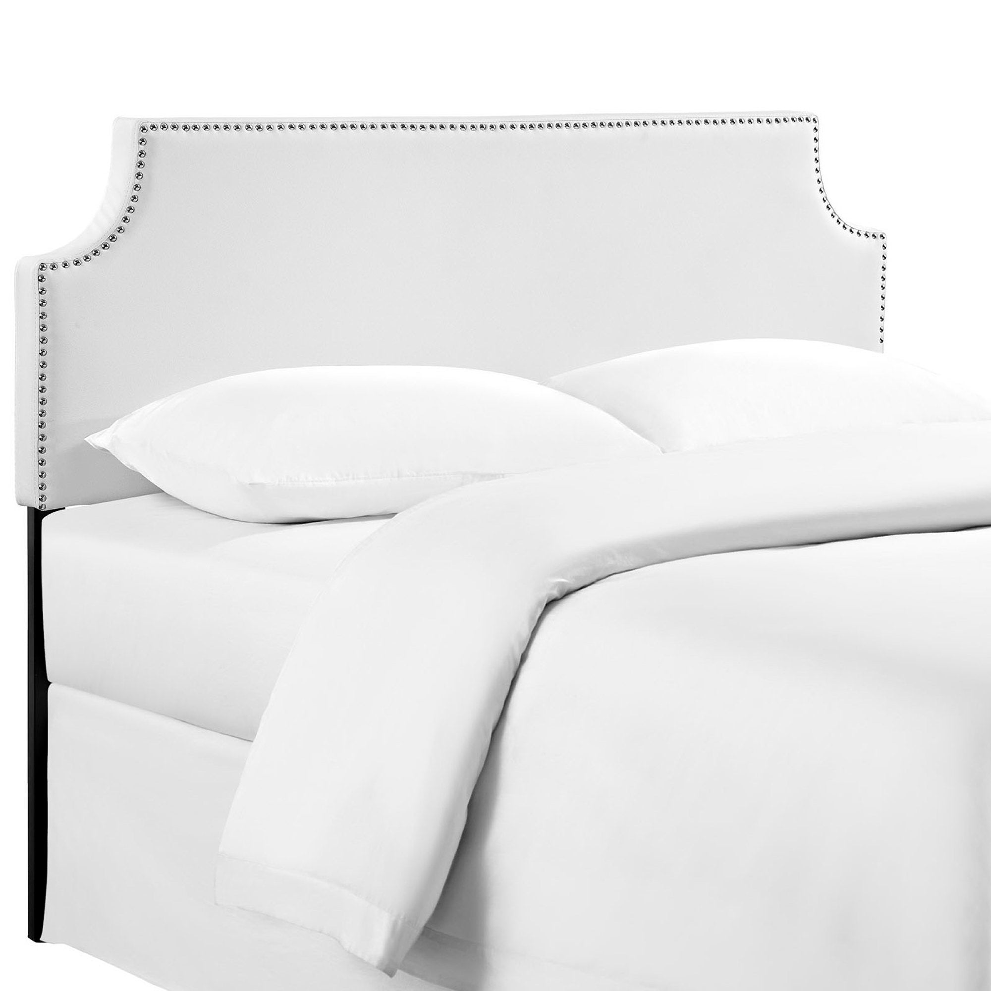 Laura Upholstered Vinyl Full Headboard, White