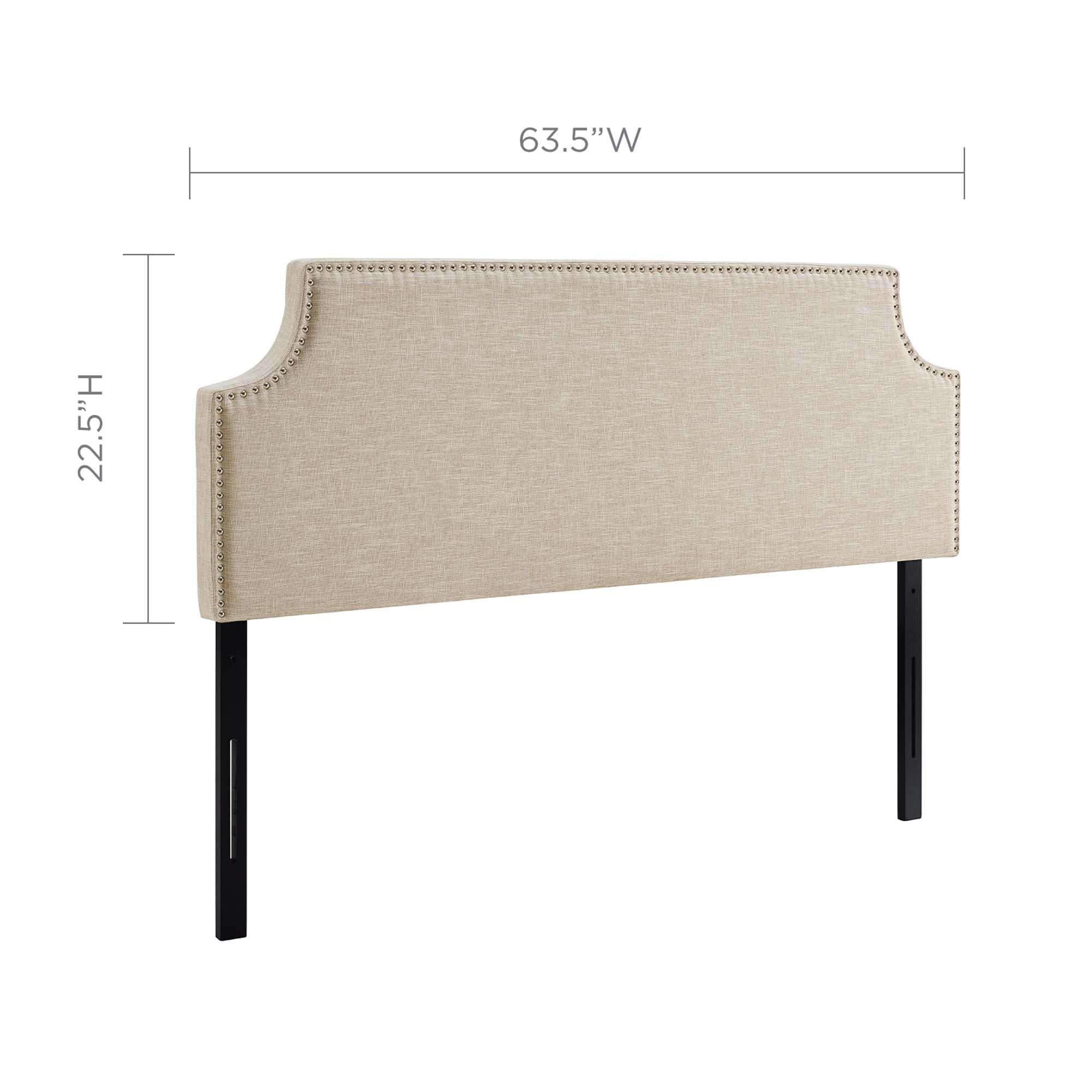 Laura Upholstered Fabric Queen Headboard, Beige