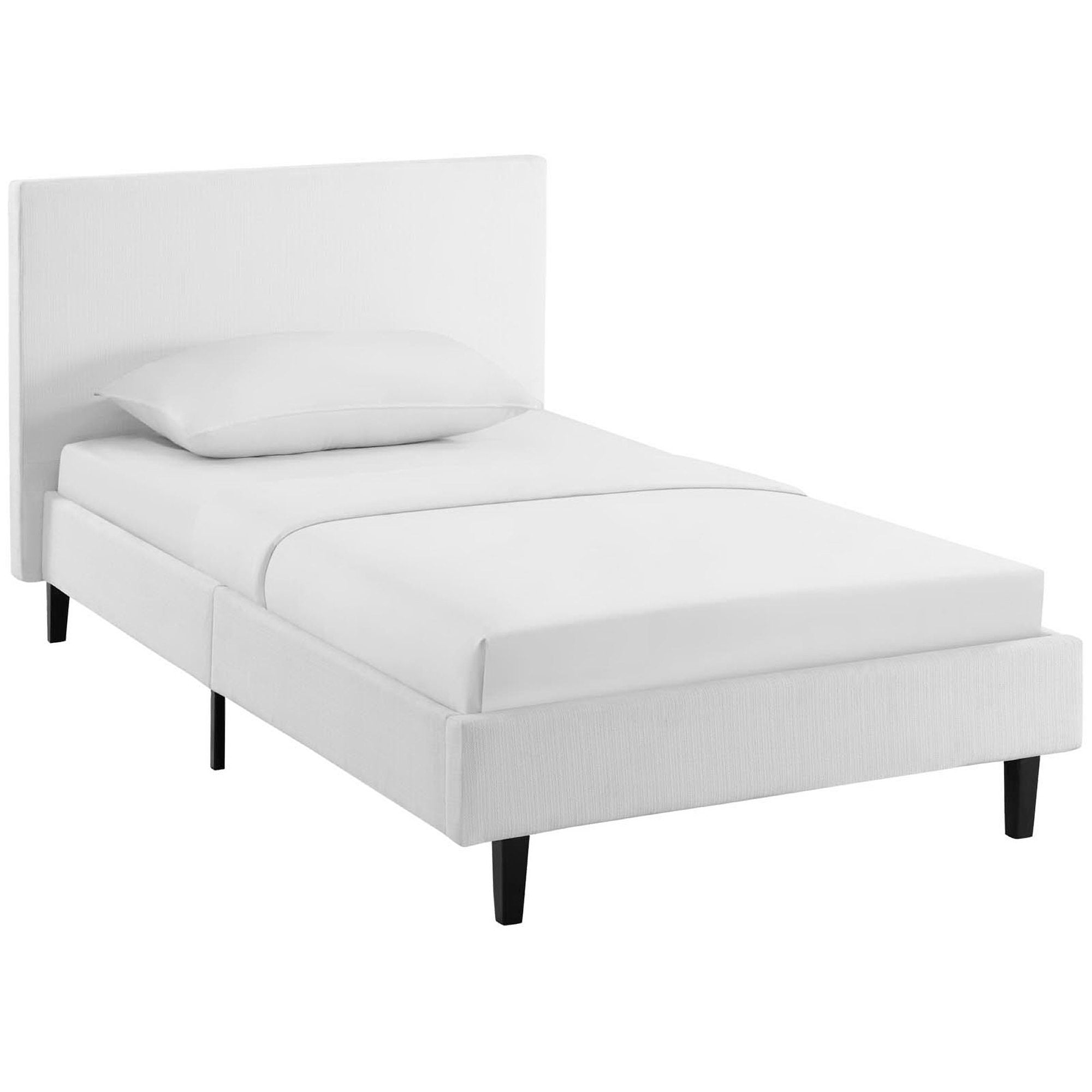 Anya Fabric Twin Bed, White