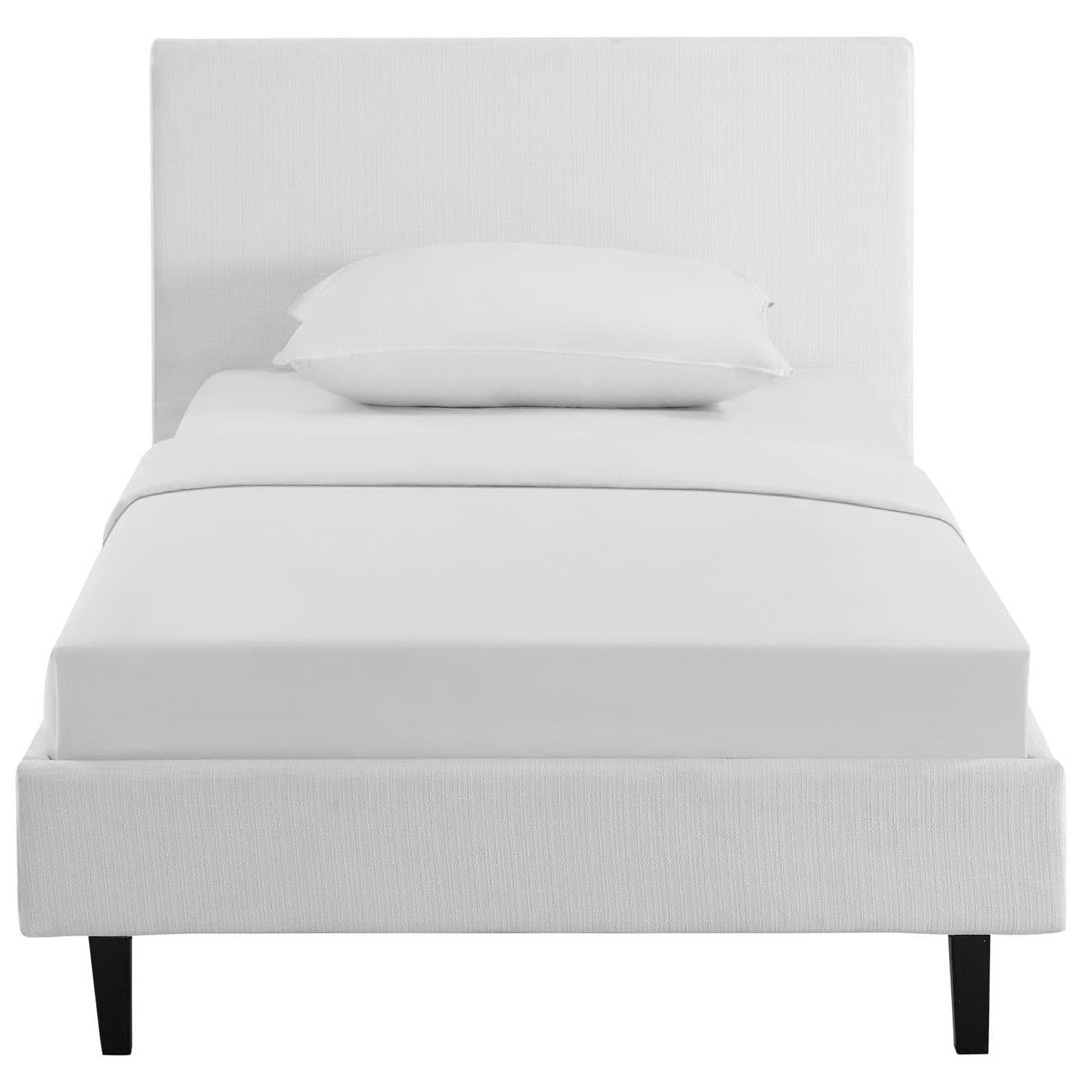 Anya Fabric Twin Bed, White