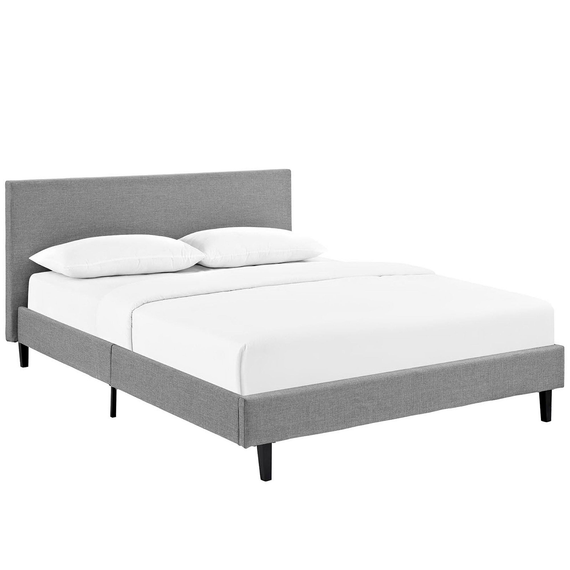 Anya Fabric Queen Bed, Light Gray