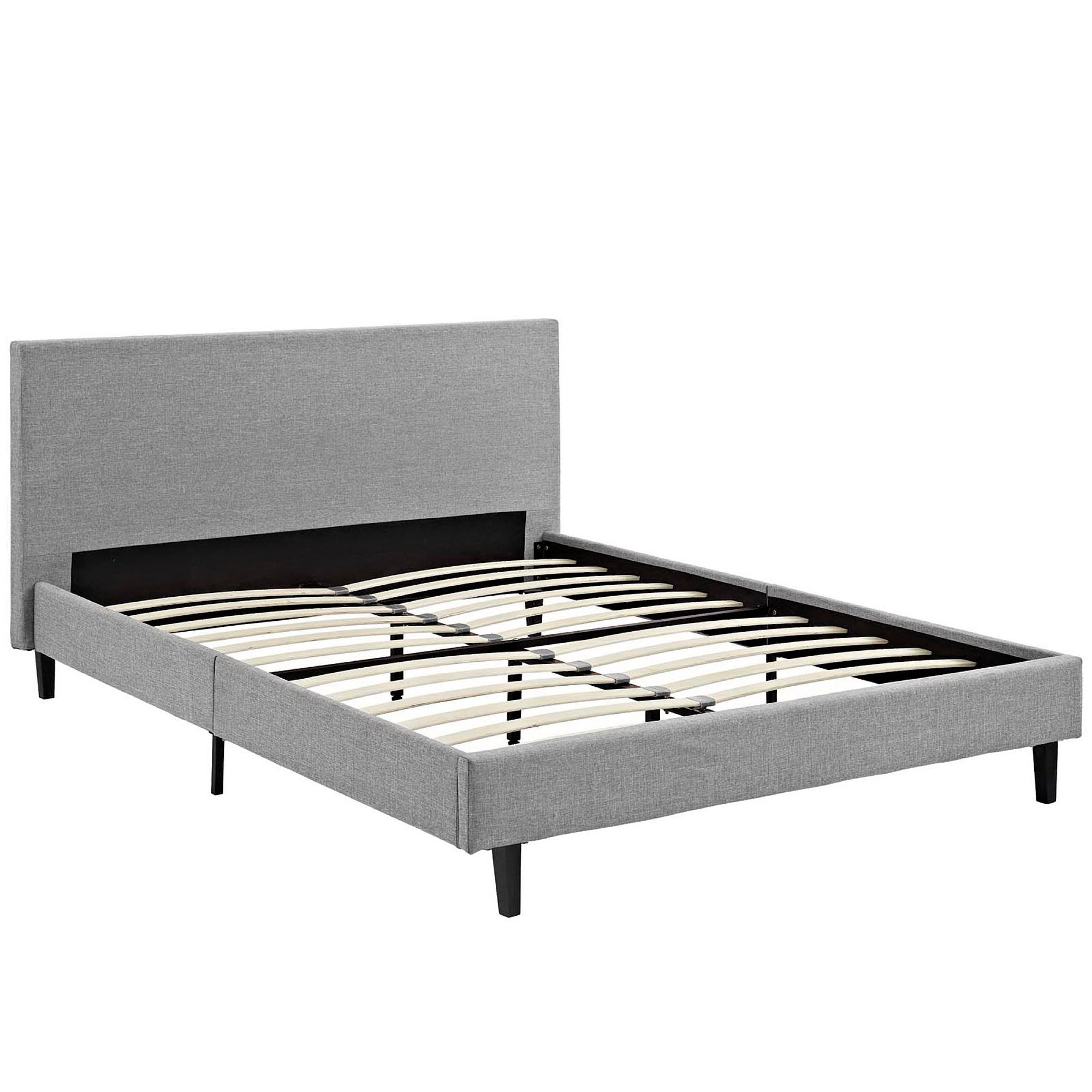 Anya Fabric Queen Bed, Light Gray