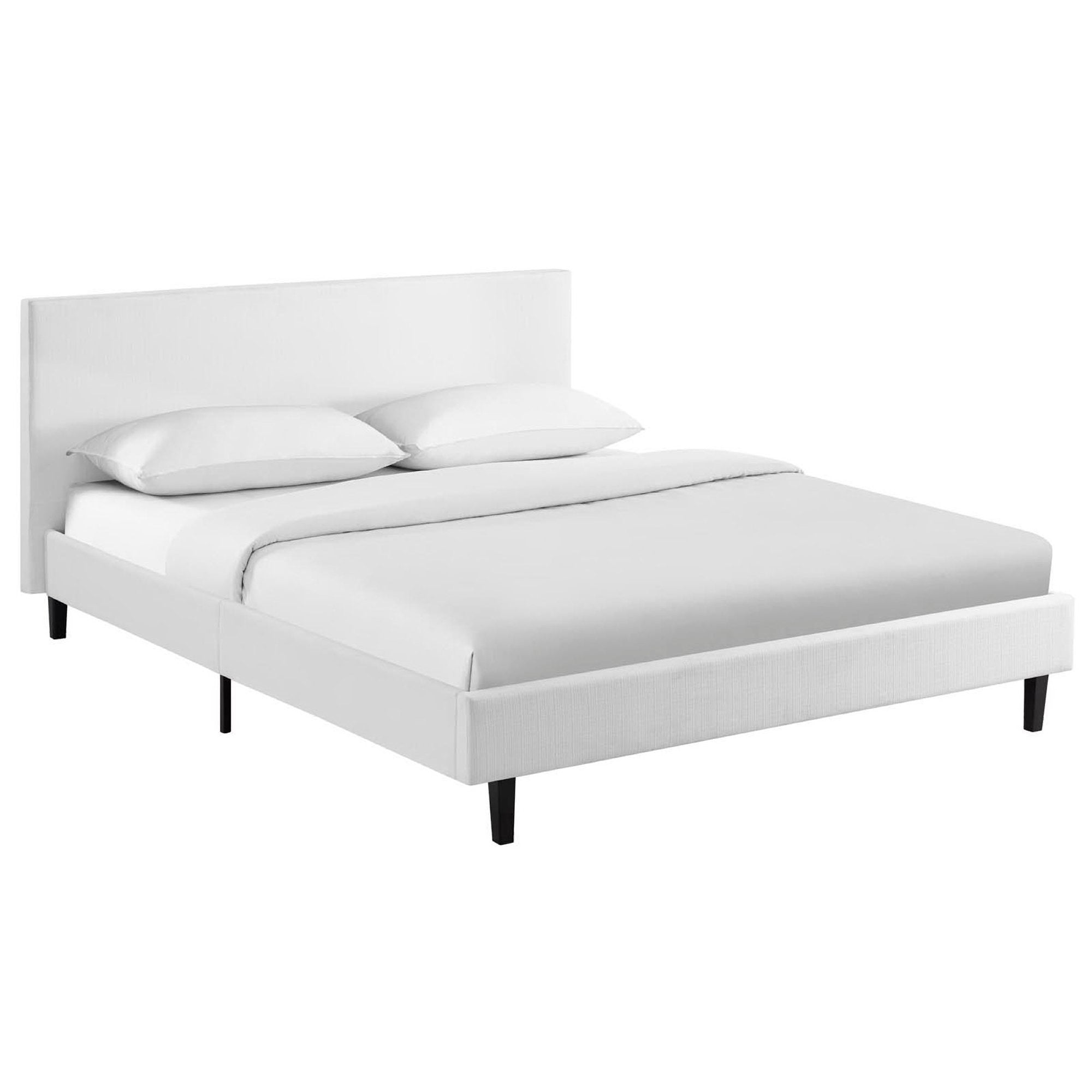 Anya Fabric Queen Bed, White