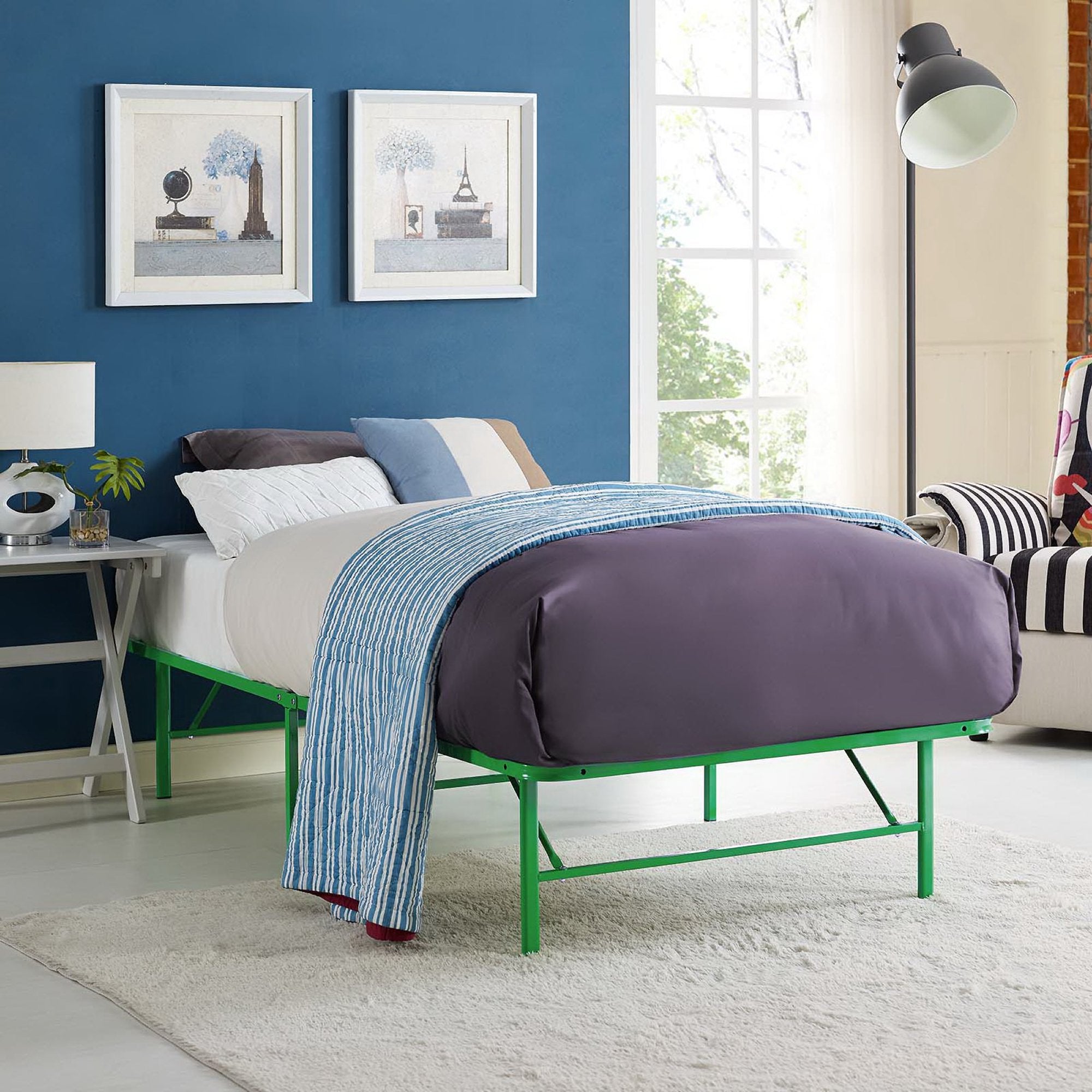 Horizon Stainless Steel Twin Bed Frame, Green