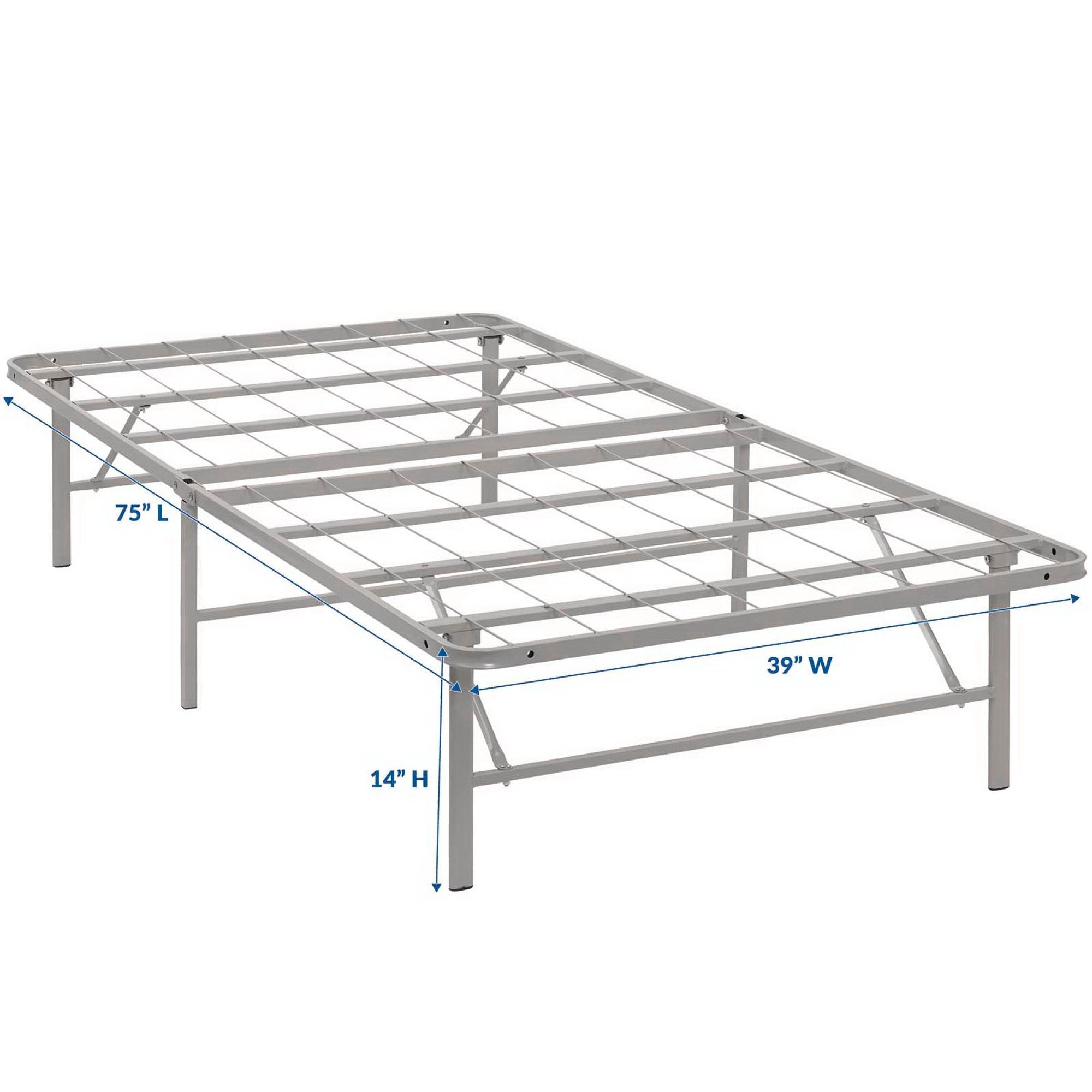 Horizon Stainless Steel Twin Bed Frame, Gray