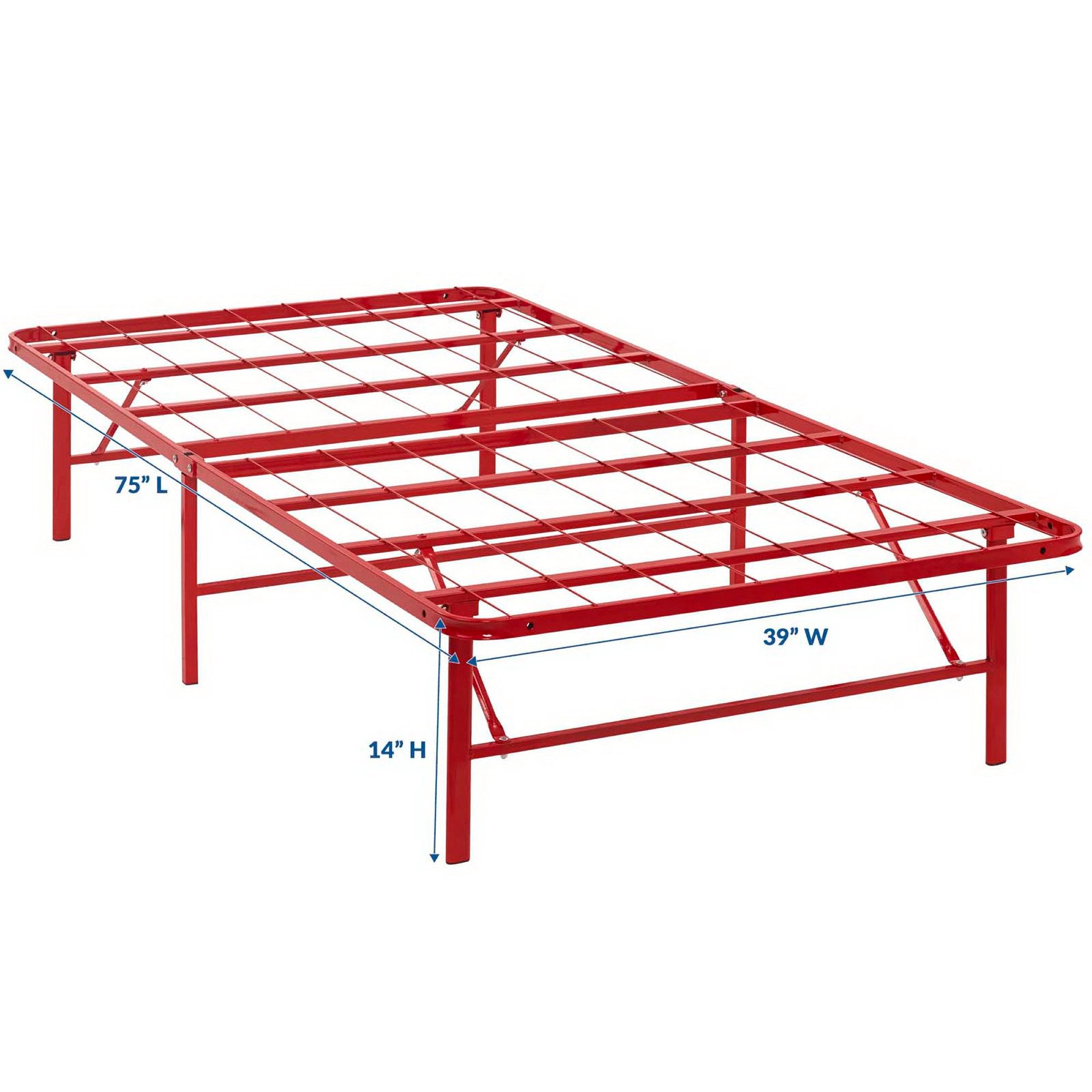 Horizon Stainless Steel Twin Bed Frame, Red