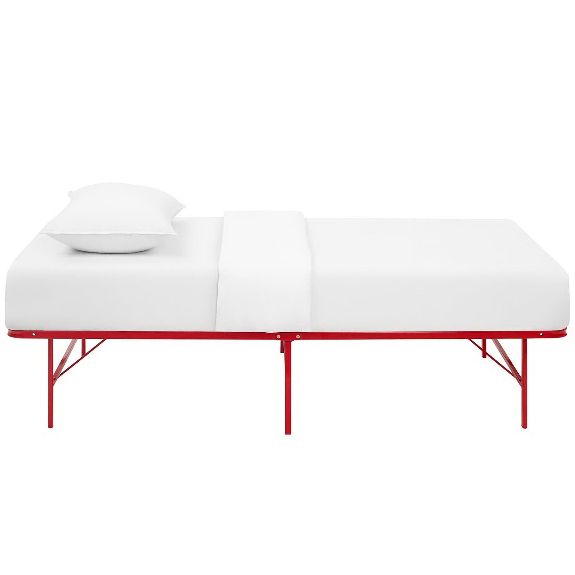 Horizon Stainless Steel Twin Bed Frame, Red