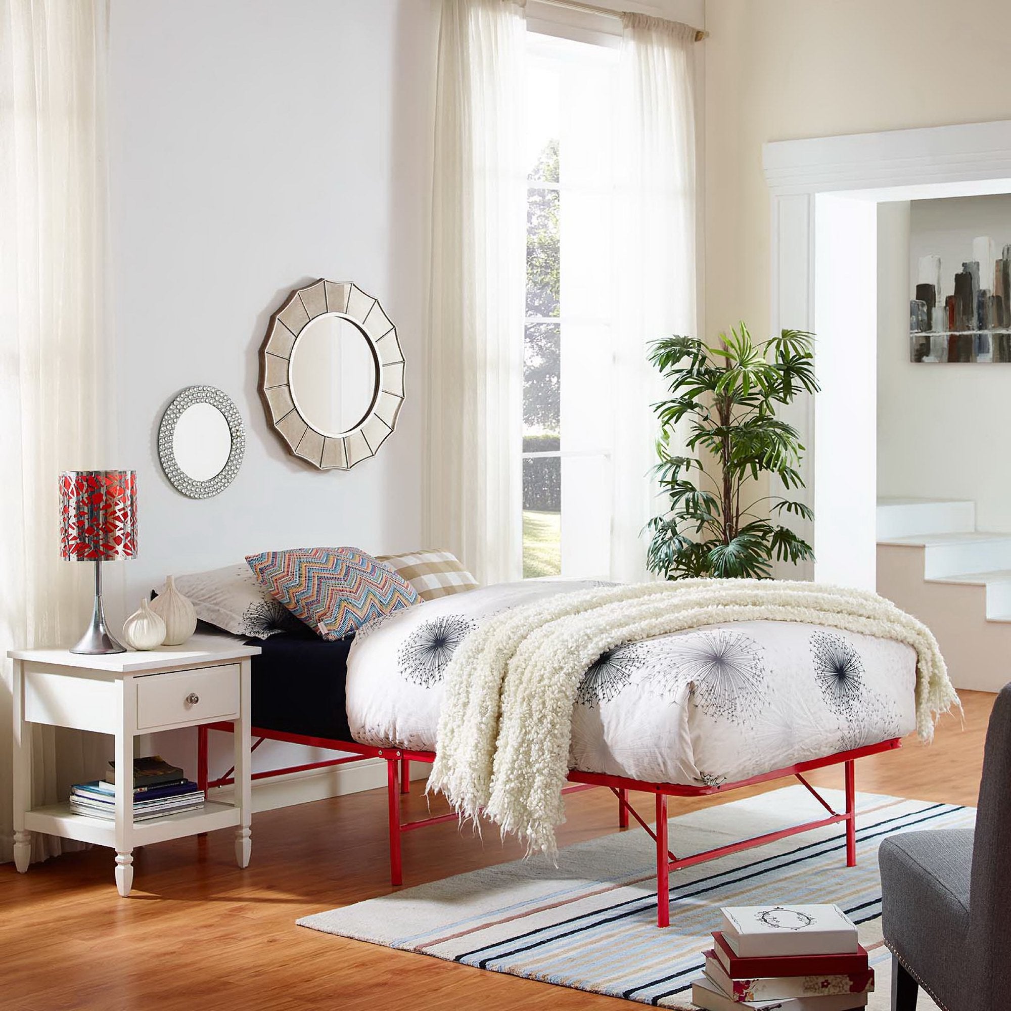 Horizon Stainless Steel Twin Bed Frame, Red