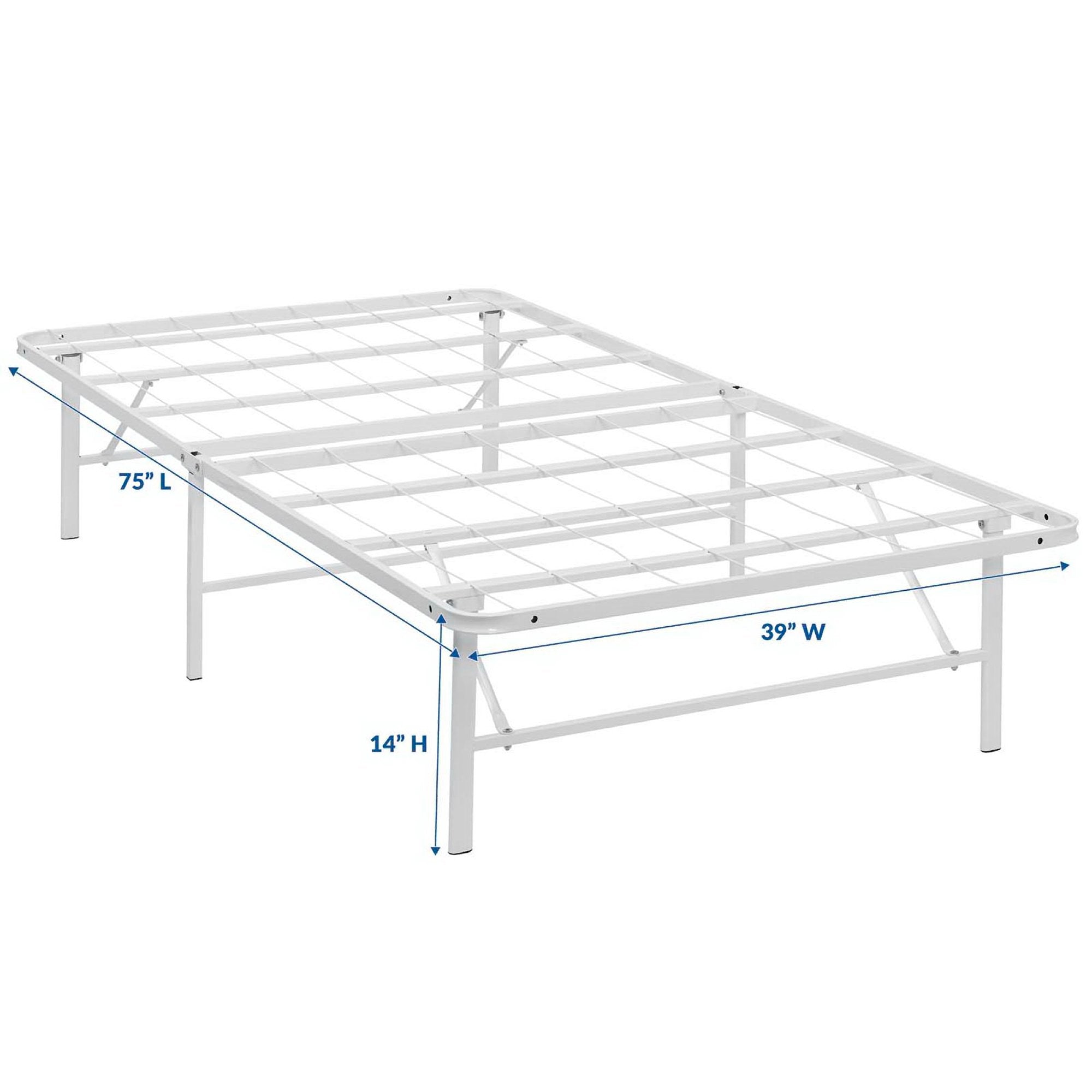 Charis White Twin Platform Bed Frame – No Box Spring Required Steel Construction