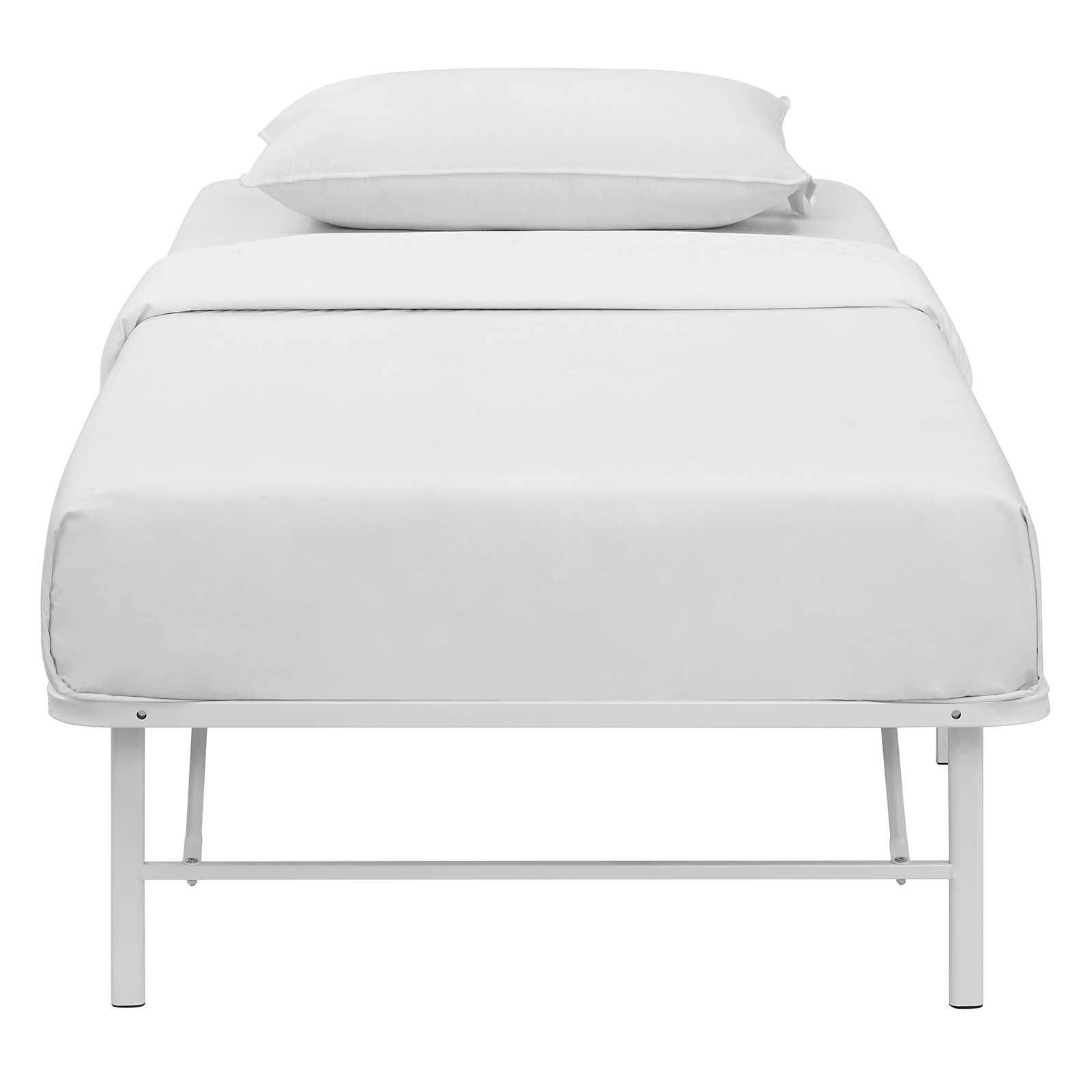 Charis White Twin Platform Bed Frame – No Box Spring Required Steel Construction