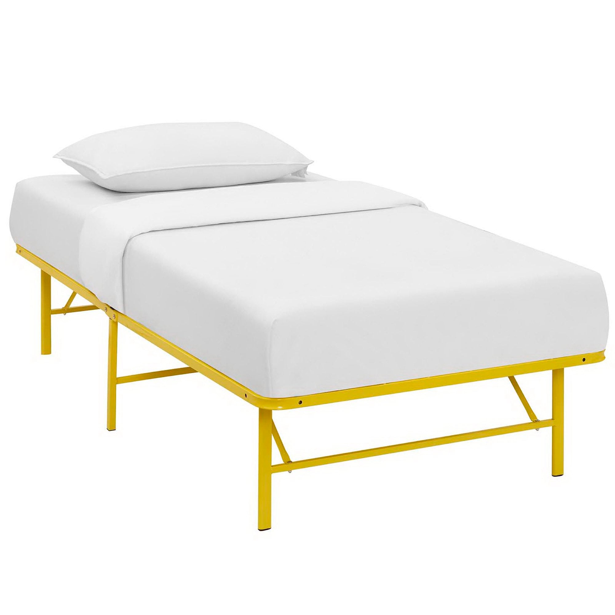 Horizon Stainless Steel Twin Bed Frame, Yellow