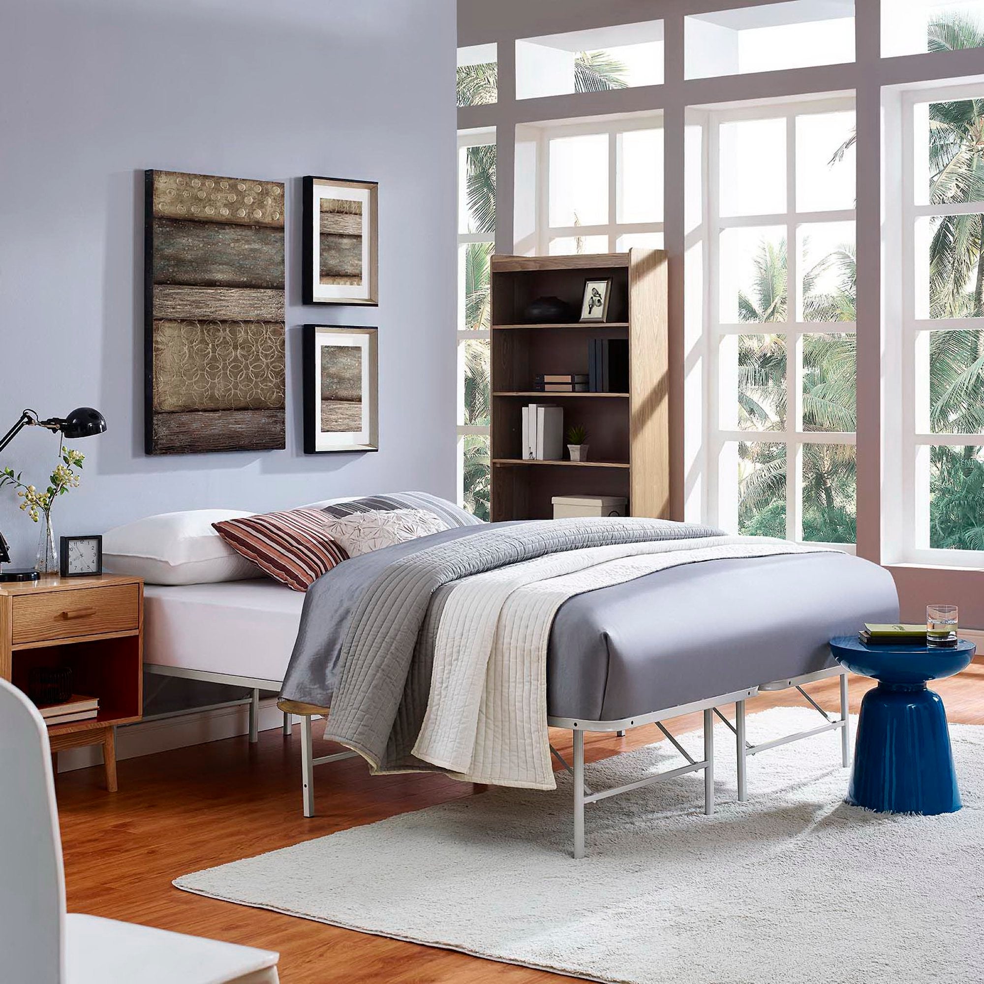 Horizon Stainless Steel Queen Bed Frame, Gray
