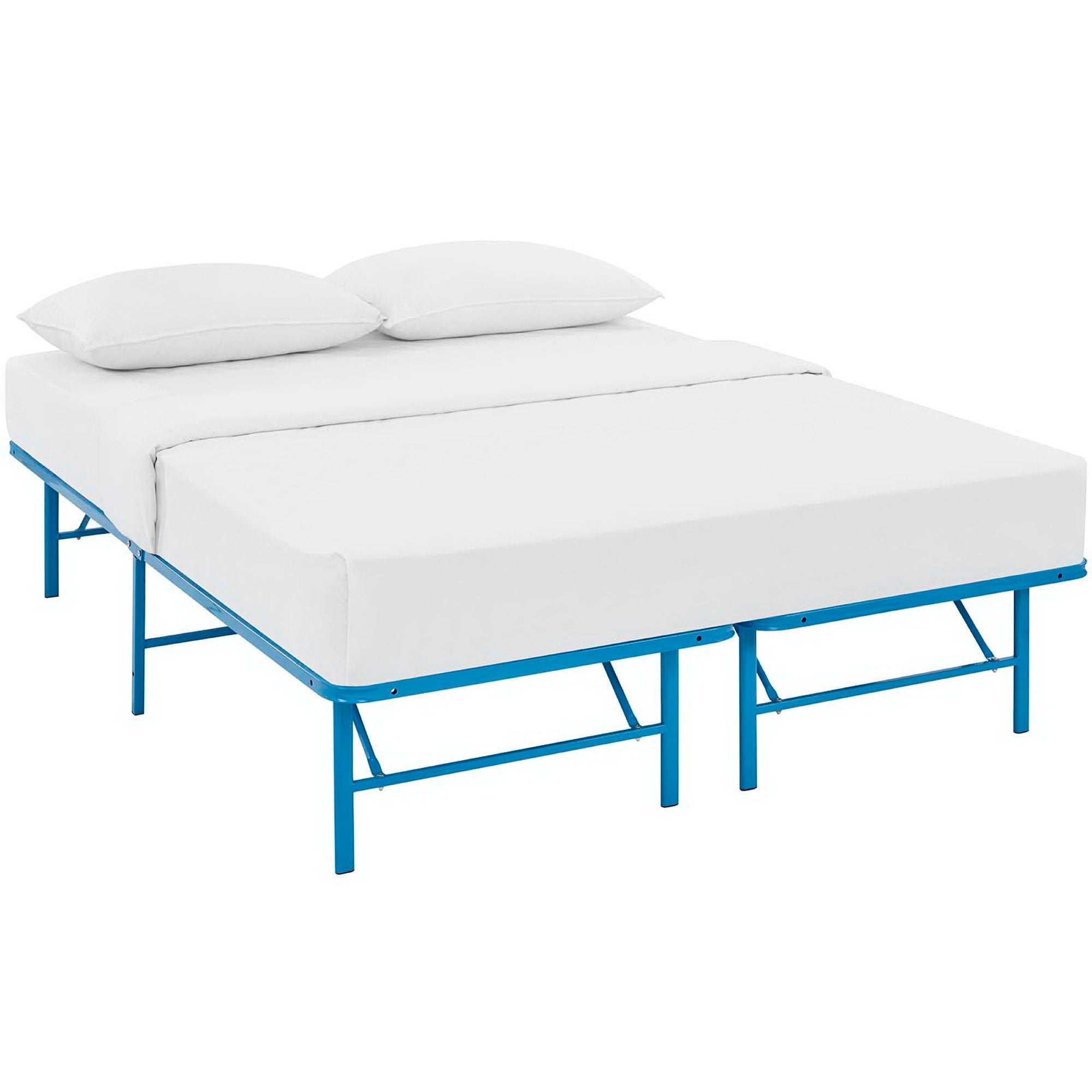 Darrow Queen Light Blue Metal Bed Frame – Industrial Modern Design