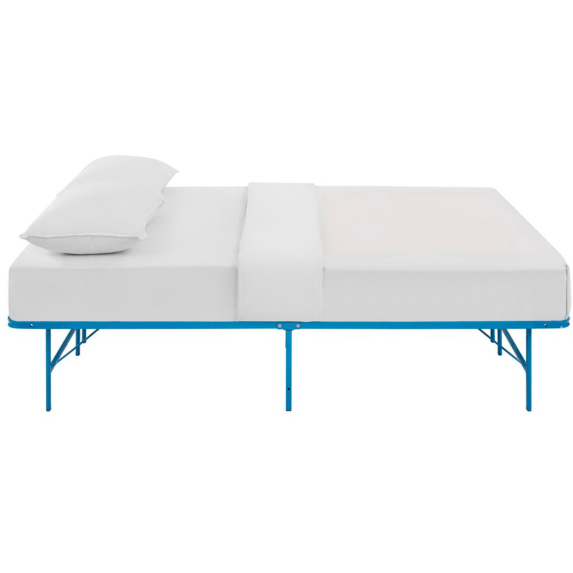 Darrow Queen Light Blue Metal Bed Frame – Industrial Modern Design