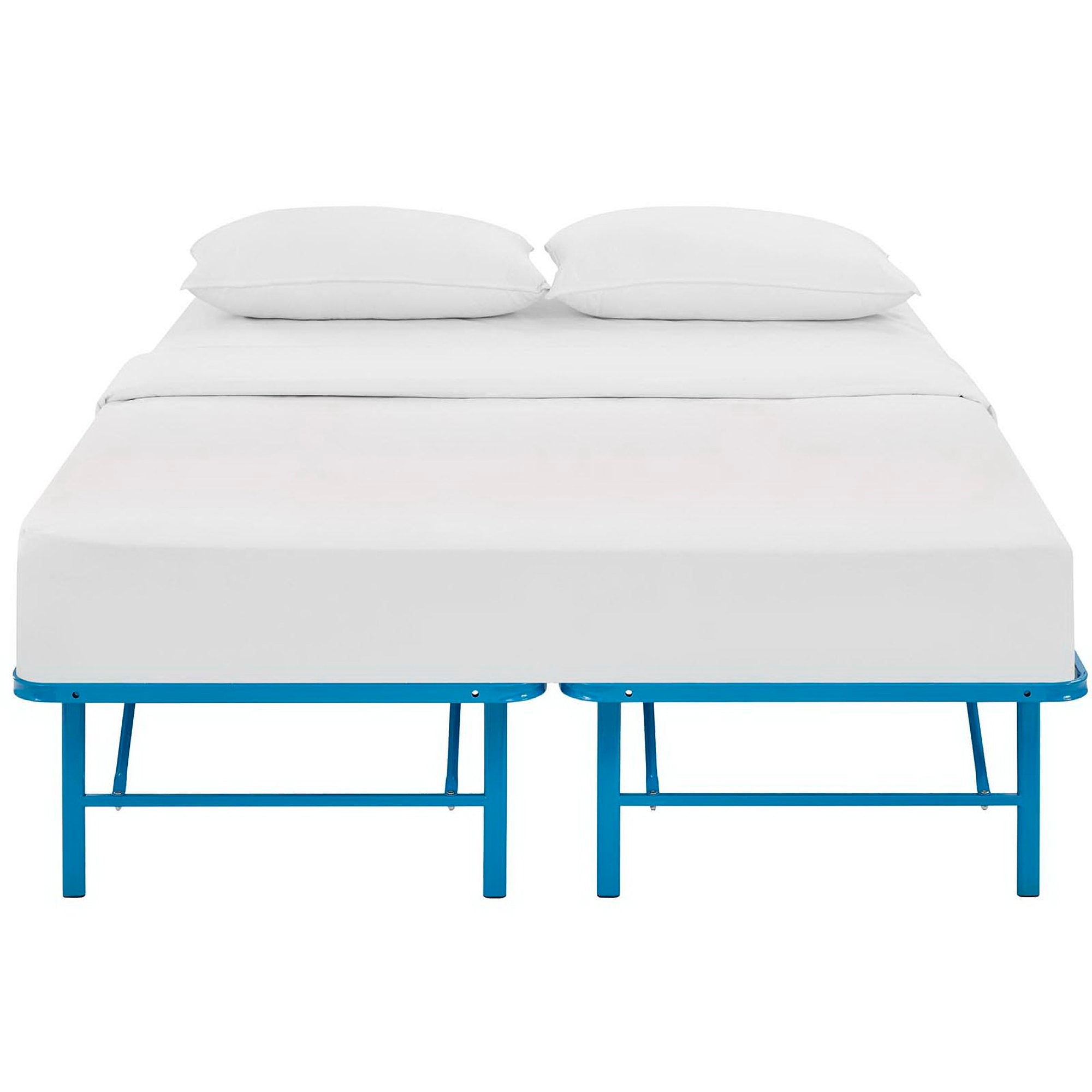Darrow Queen Light Blue Metal Bed Frame – Industrial Modern Design
