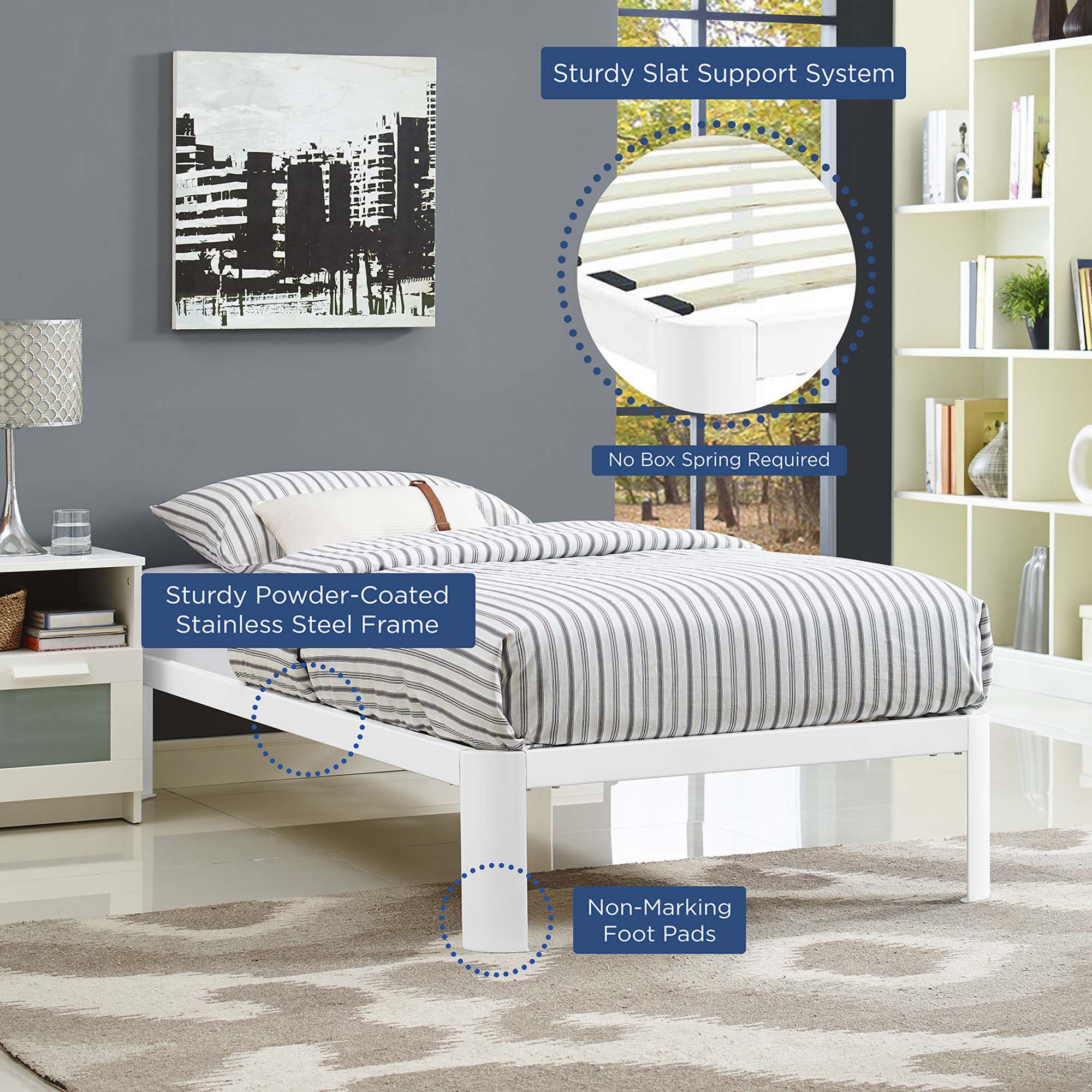 Corinne Grey Twin Bed Frame