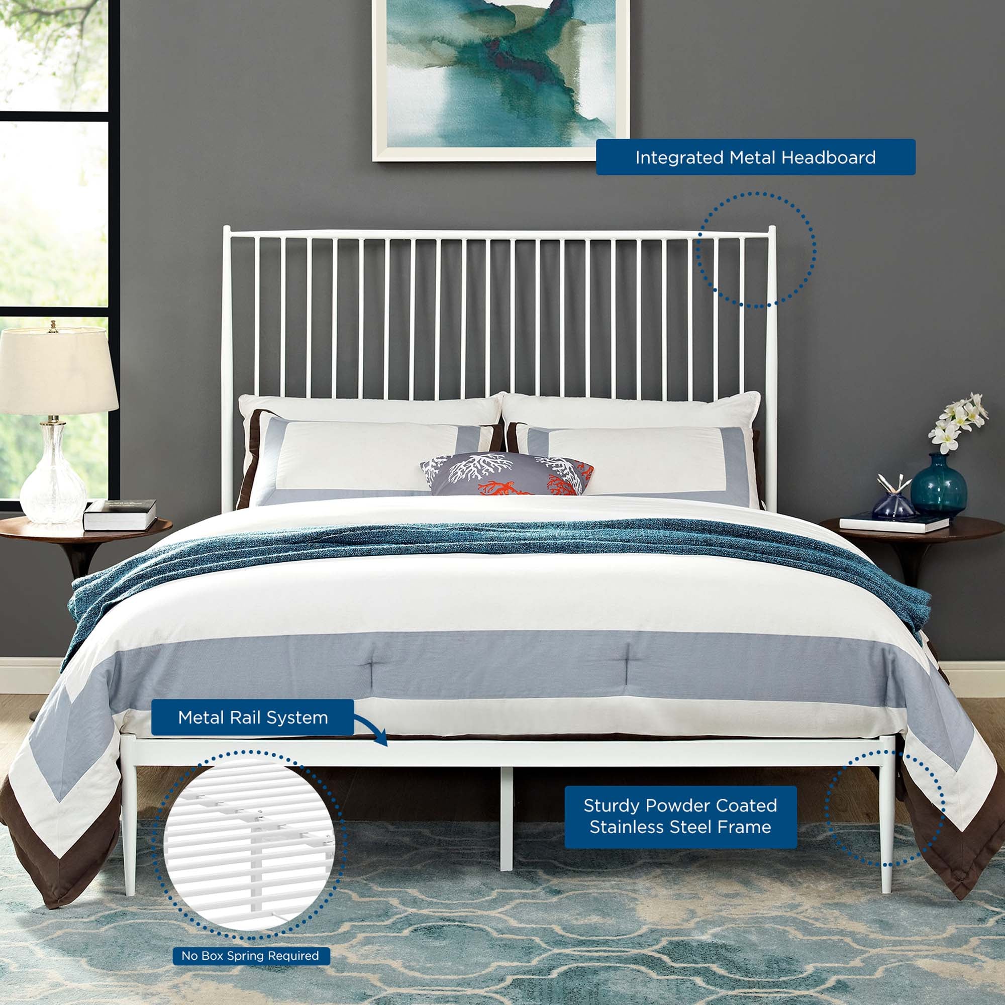 Annika White Queen Platform Bed