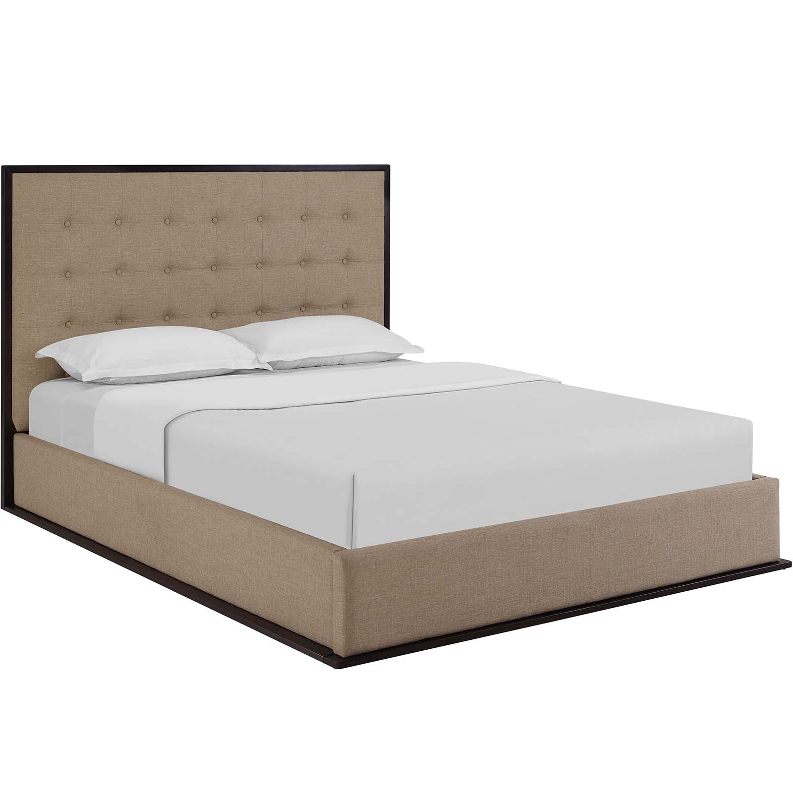 Madeline Cappuccino Cafe Queen Upholstered Fabric Bed Frame