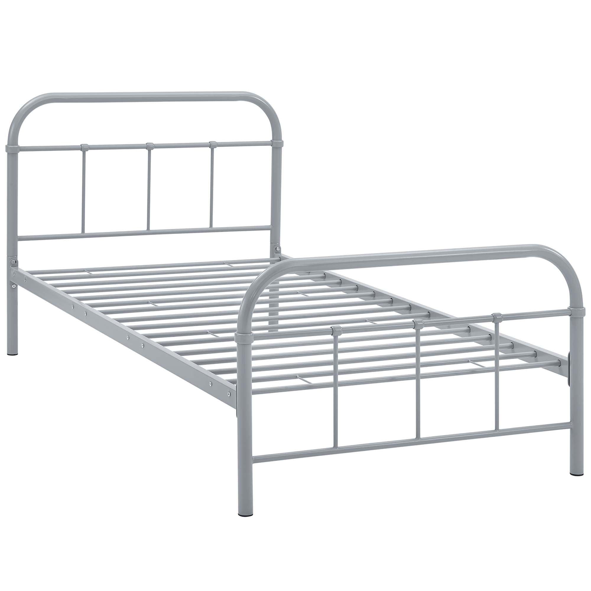 Maisie Grey Twin Stainless Steel Bed Frame