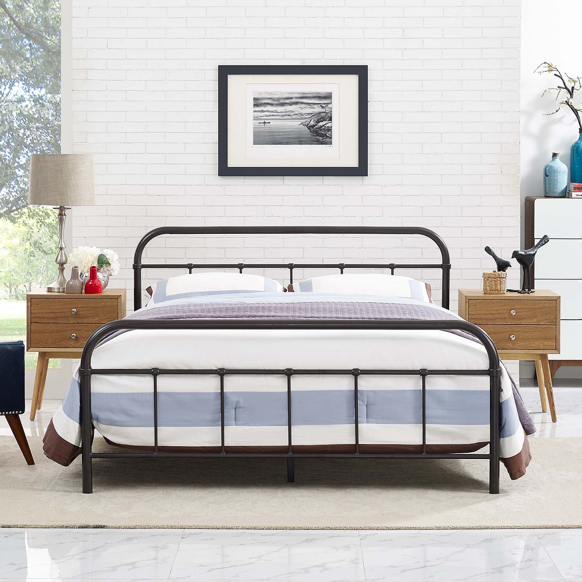 Maisie Brown Full Stainless Steel Bed Frame