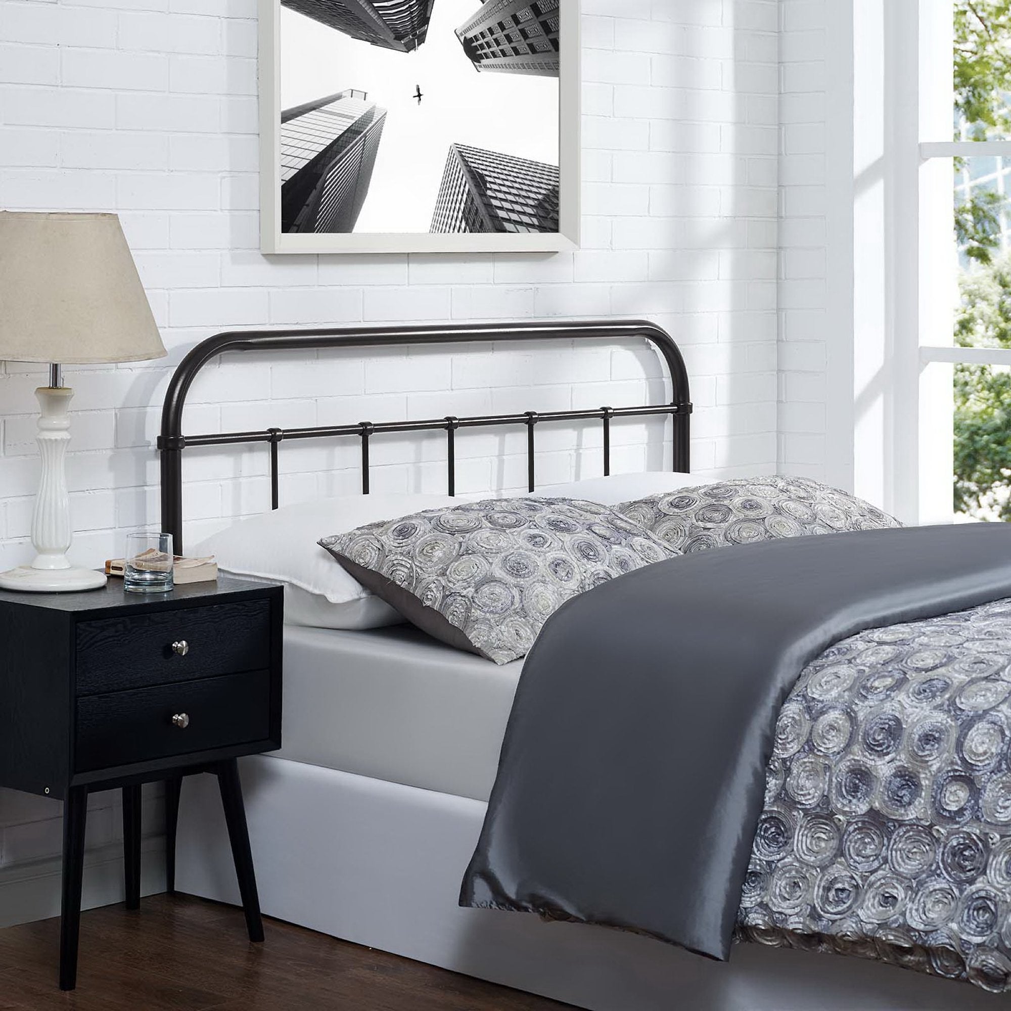 Serena King Steel Headboard, Brown