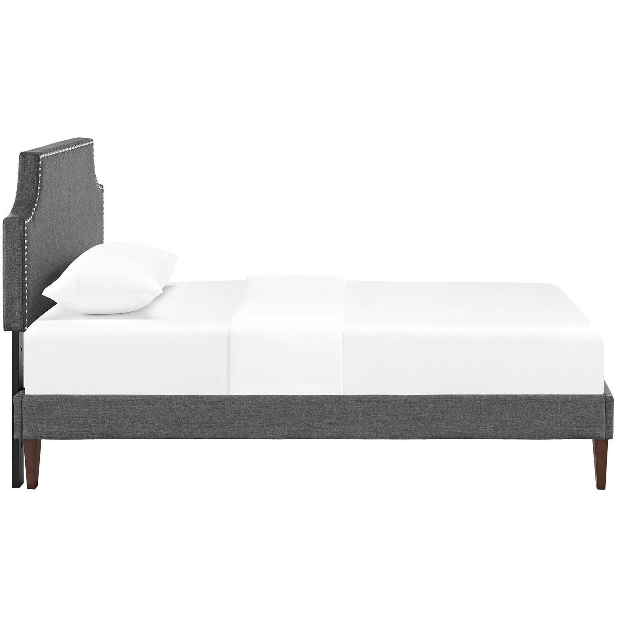 Laura Fabric Twin Platform Bed with Squared Tapered Legs, Gray