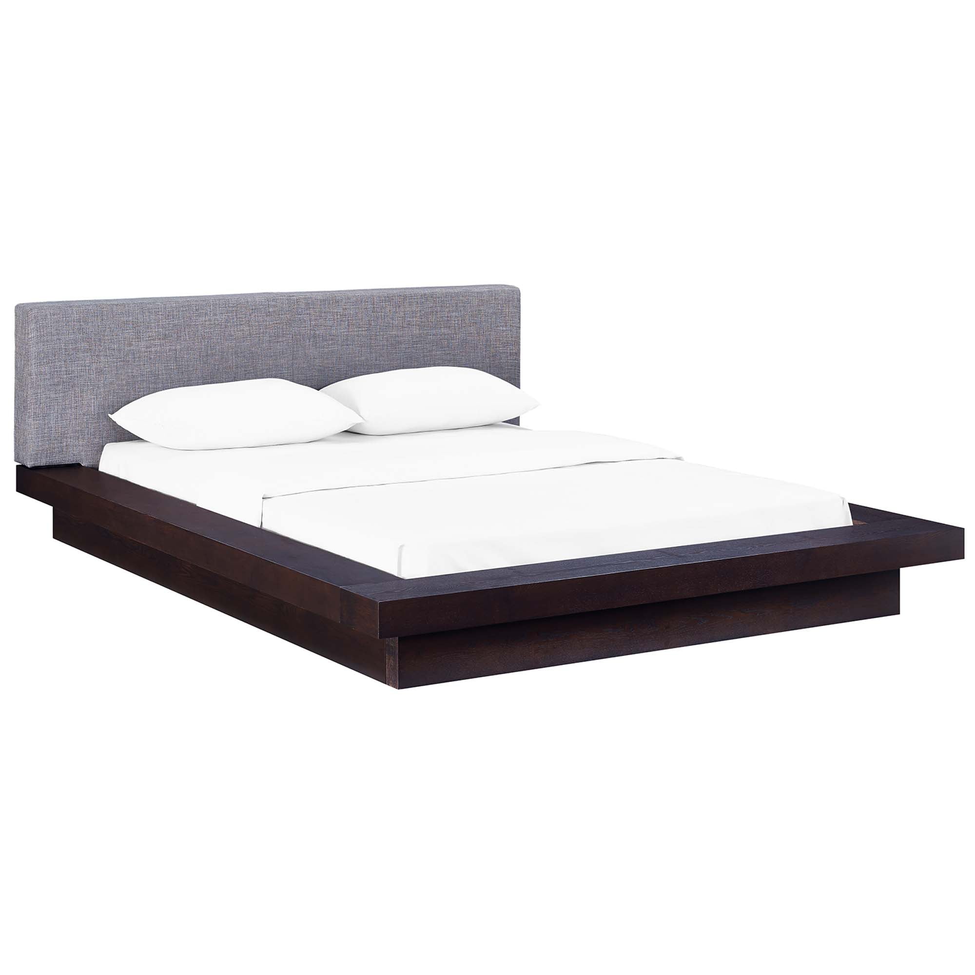 Freja Fabric Queen Platform Bed, Cappuccino Gray