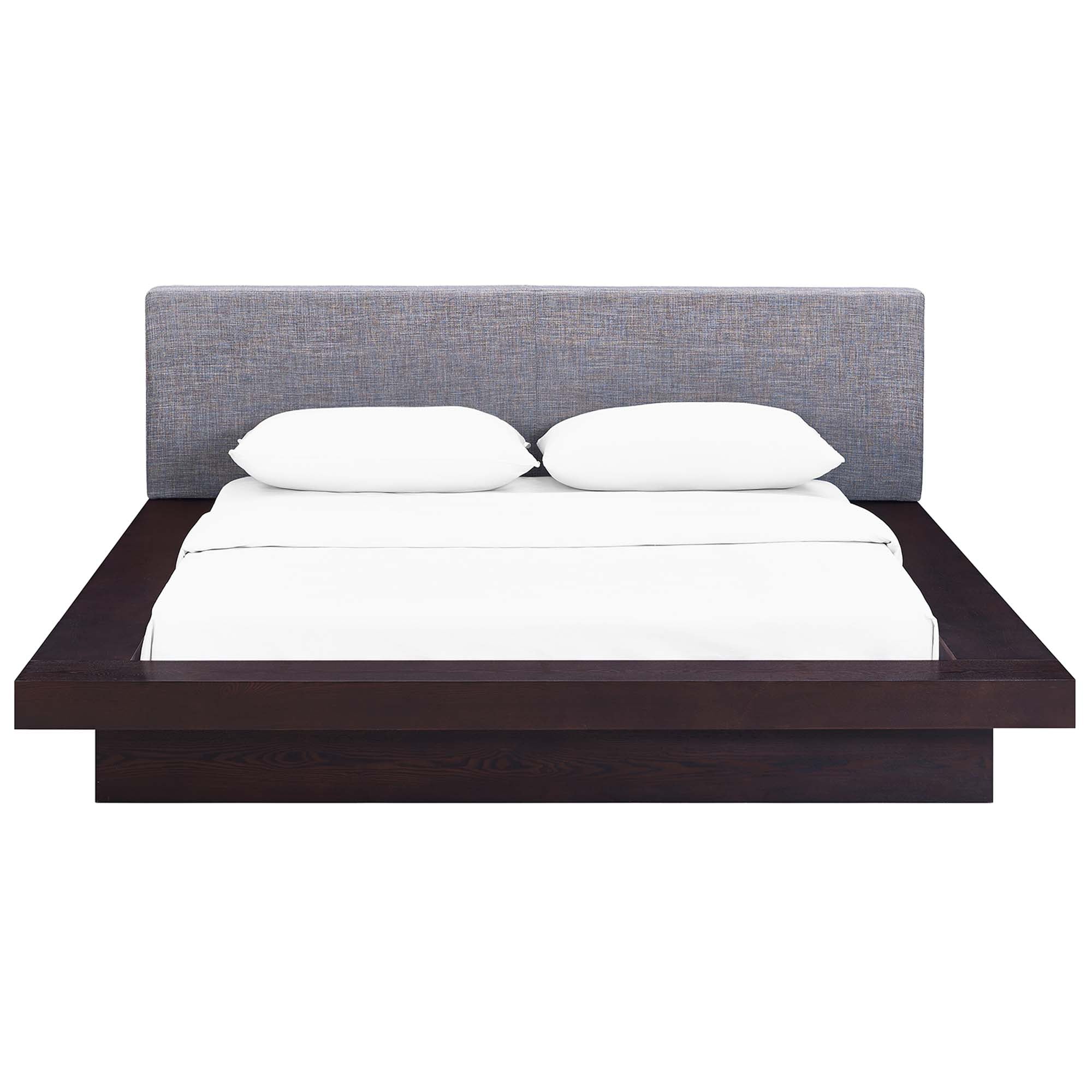 Freja Fabric Queen Platform Bed, Cappuccino Gray