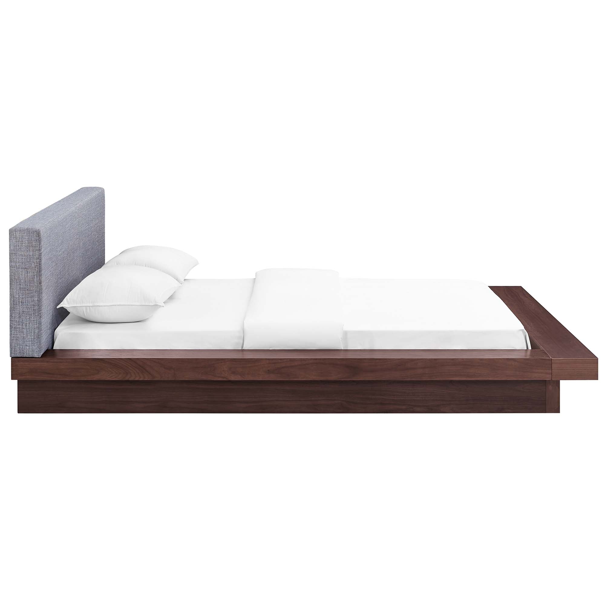Freja Fabric Queen Platform Bed, Walnut Gray