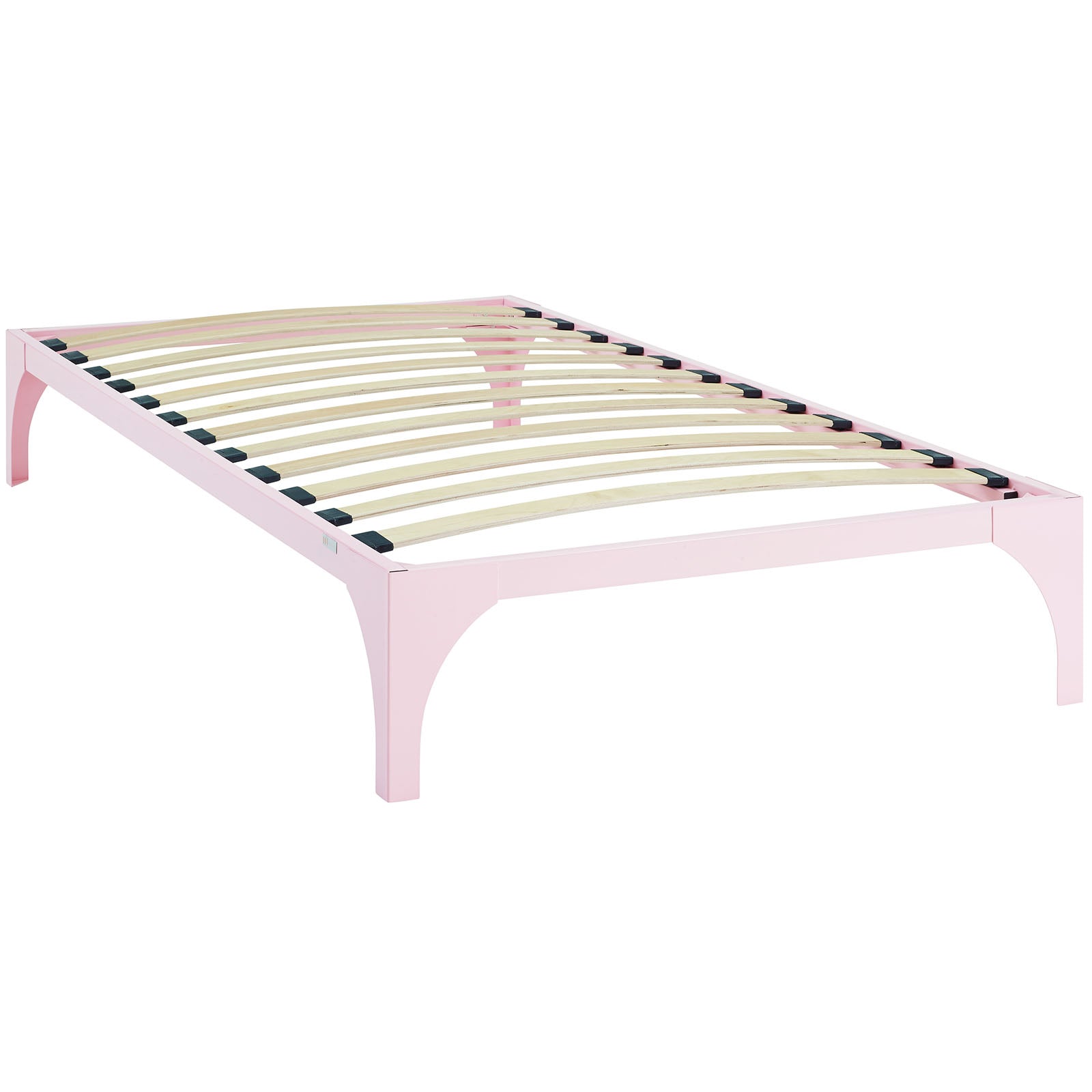 Calibrate Twin Silver Steel Bed Frame  Slatted Wood Support System