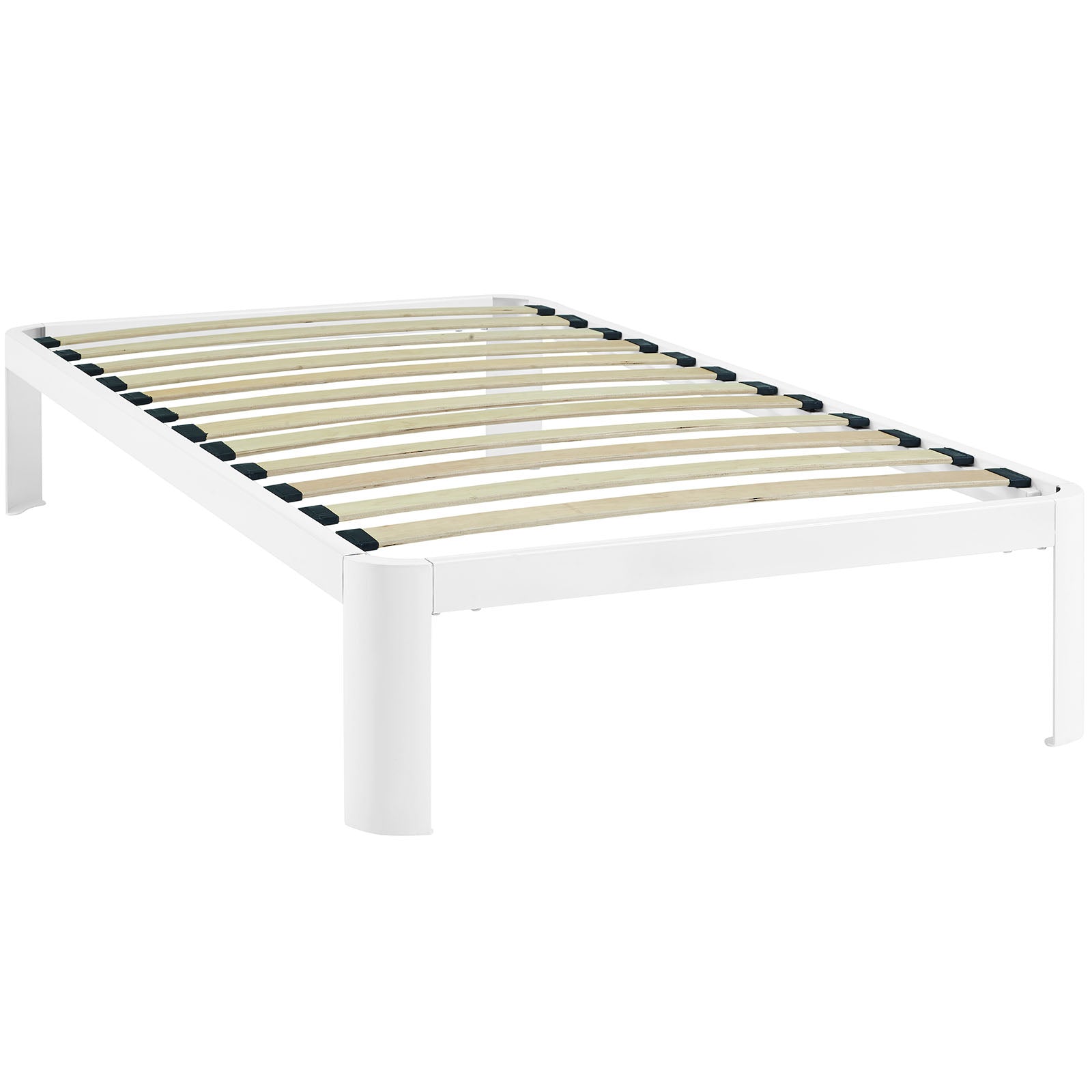 Pasquale White Twin Bed Frame – Capacity Platform Bed with Storage Space