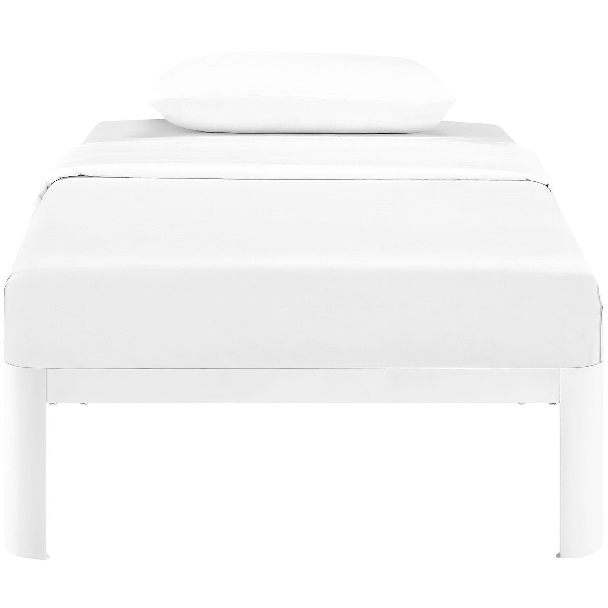 Pasquale White Twin Bed Frame – Capacity Platform Bed with Storage Space