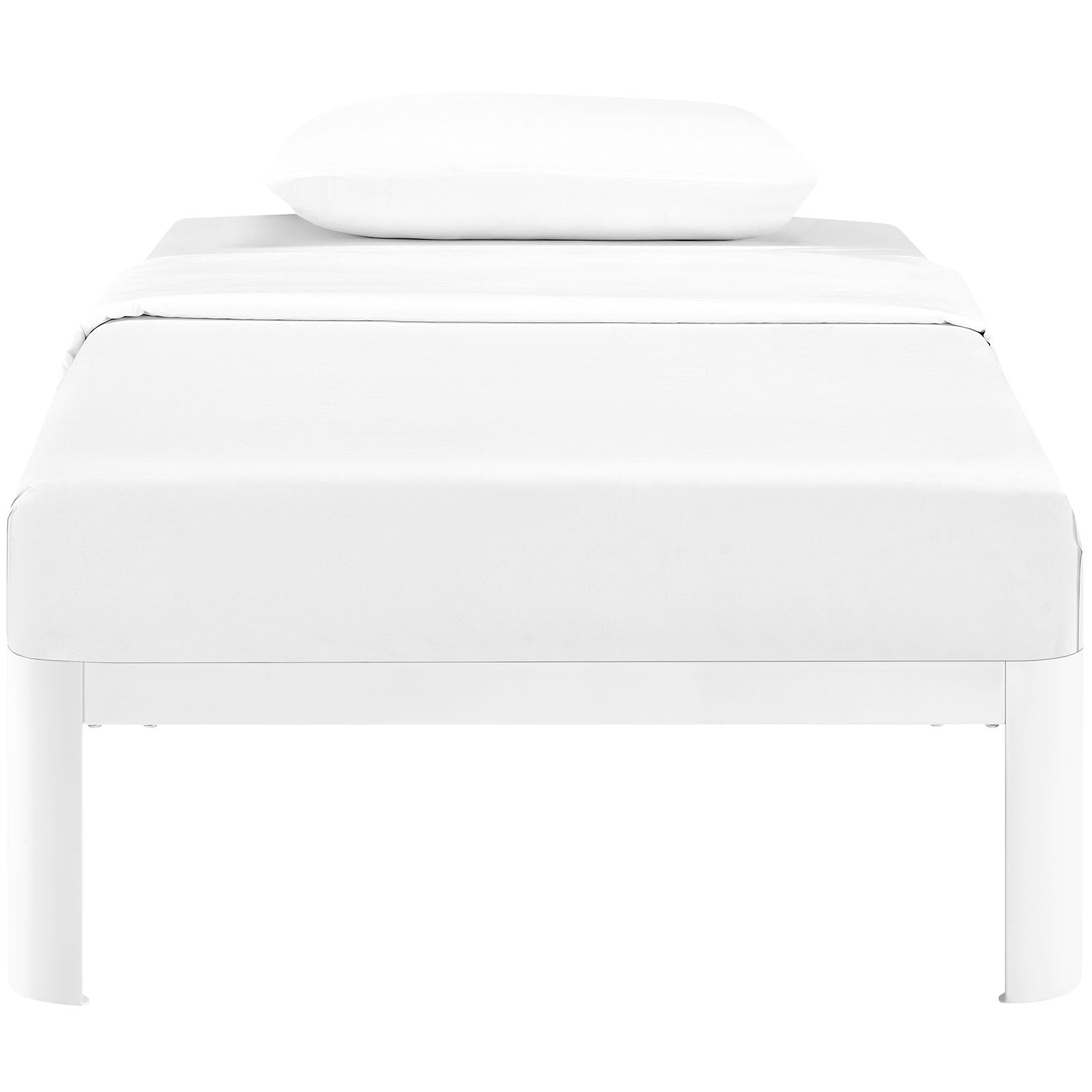 Pasquale White Twin Bed Frame – Capacity Platform Bed with Storage Space
