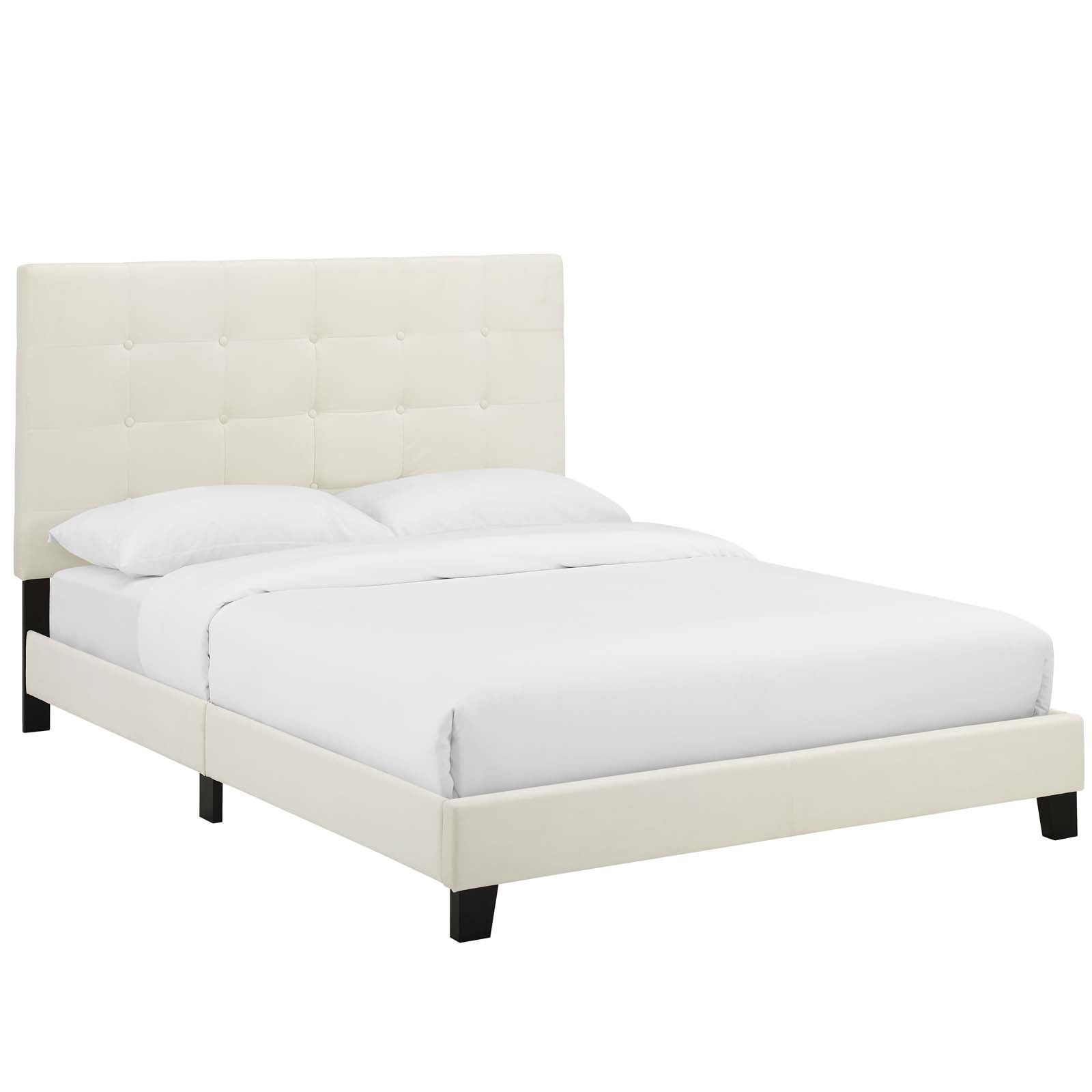 Melanie Grey Twin Tufted Button Upholstered Performance Velvet Platform Bed