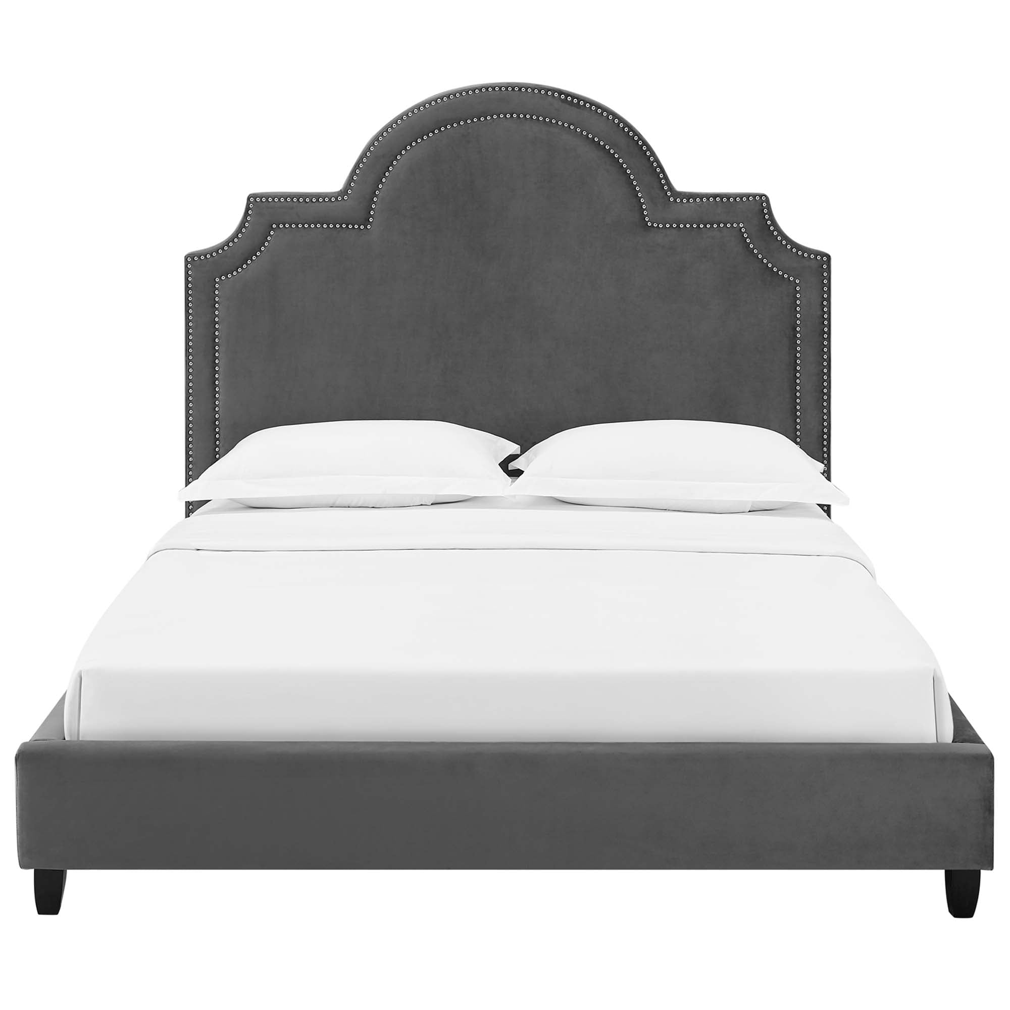 Primrose Performance Velvet Queen Platform Bed, Gray