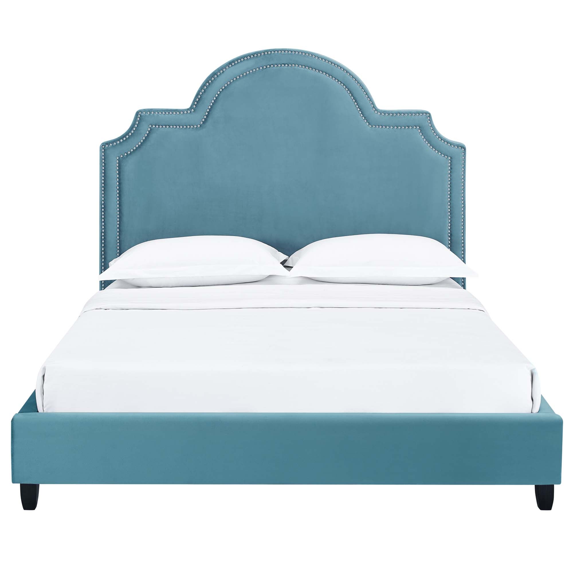 Primrose Sea Blue Queen Performance Velvet Platform Bed