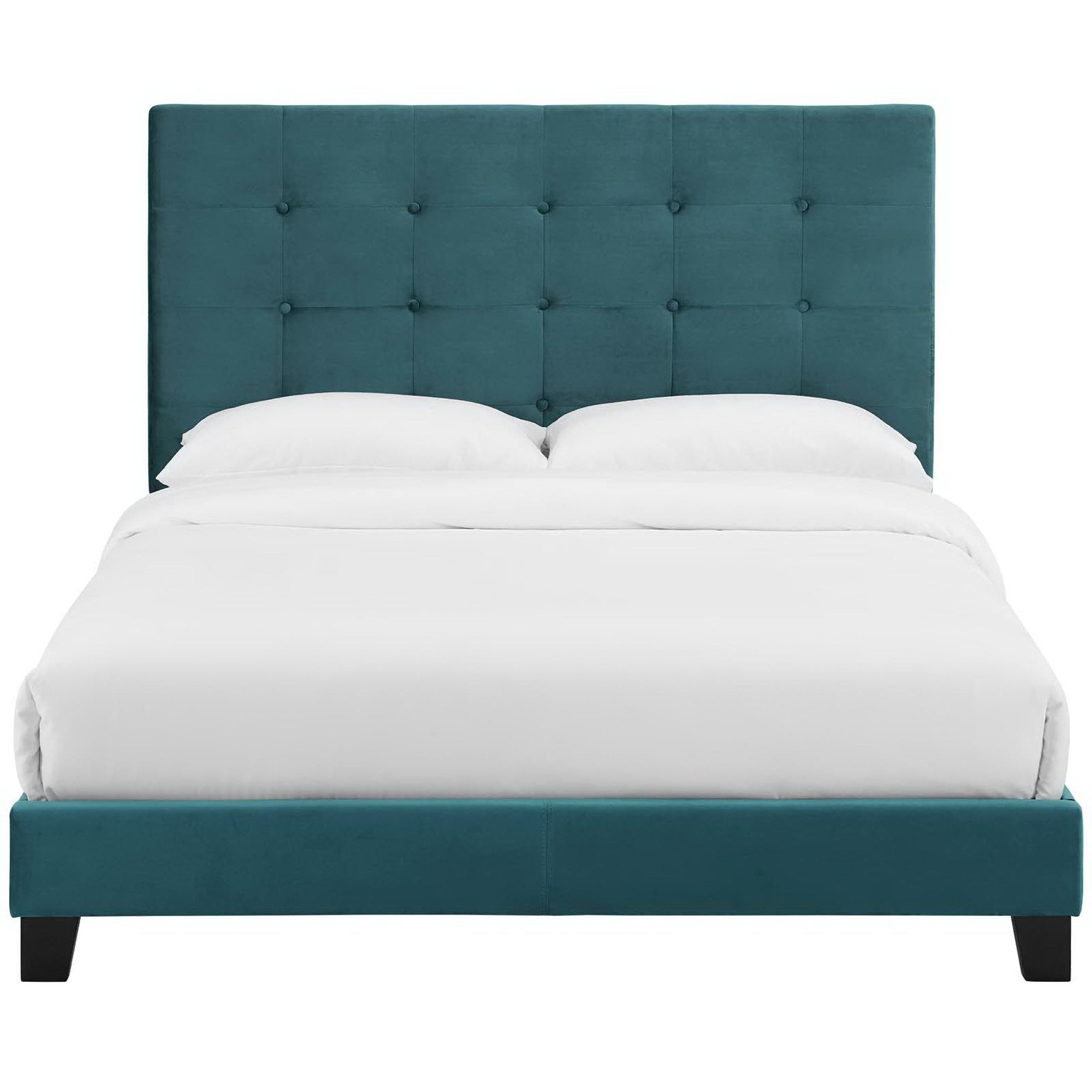Frith Full Performance Velvet Platform Bed Tufted Button Upholstered