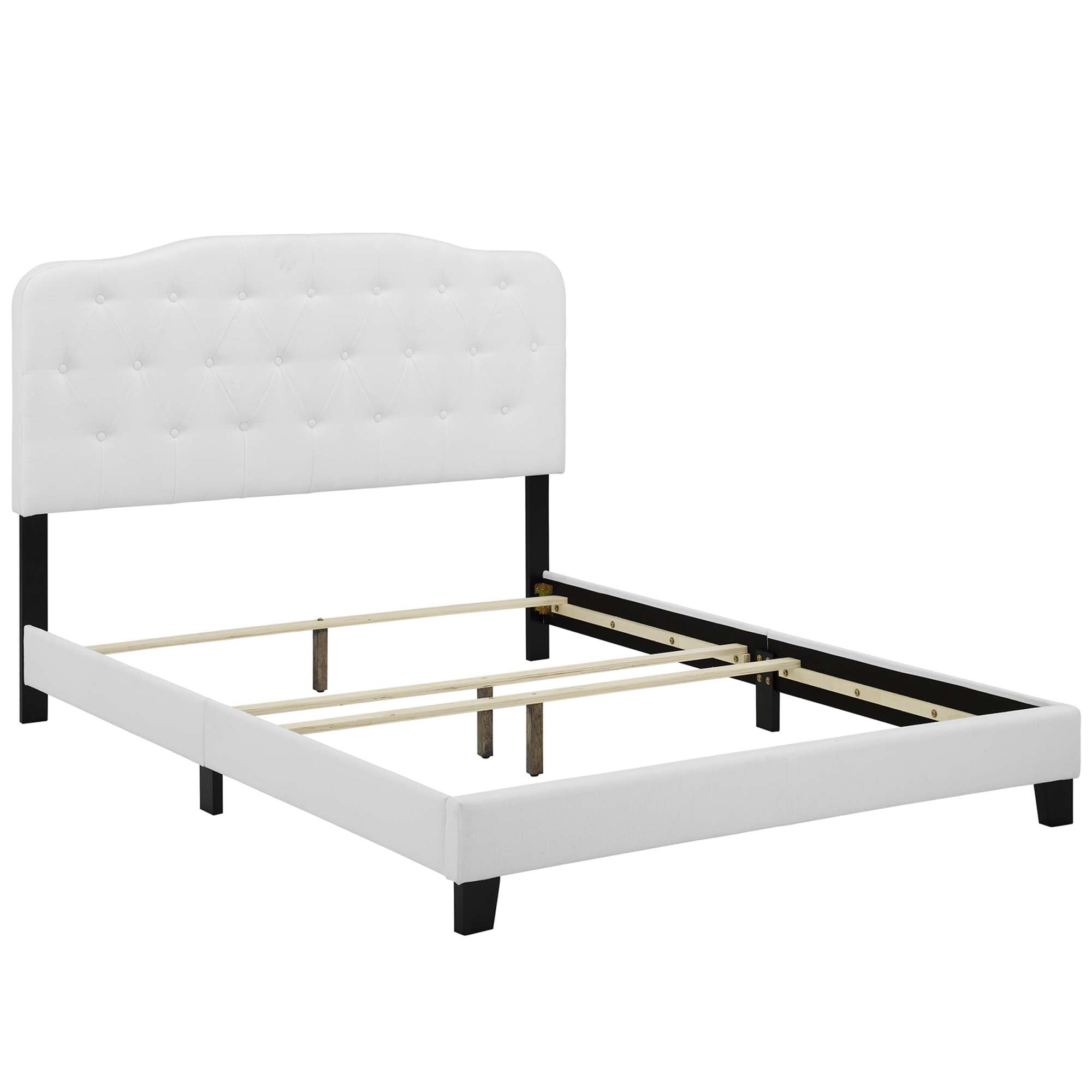 Amelia White Twin Upholstered Fabric Bed