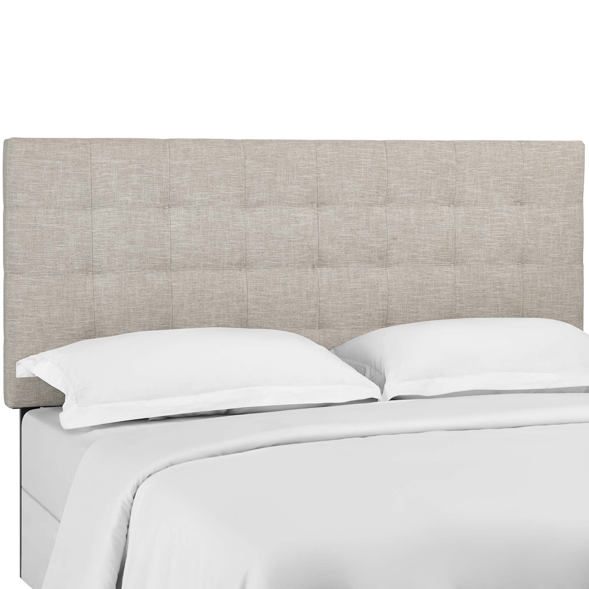 Paisley Tufted Upholstered Linen Fabric King and California King Headboard, Beige