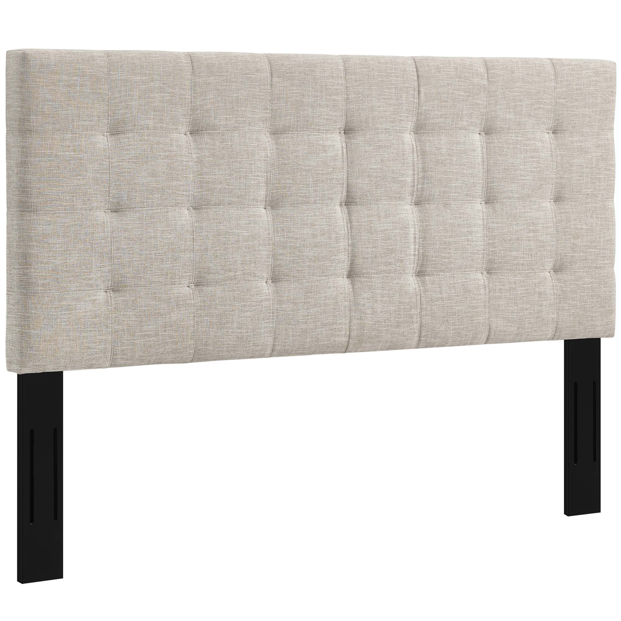 Paisley Tufted Upholstered Linen Fabric King and California King Headboard, Beige