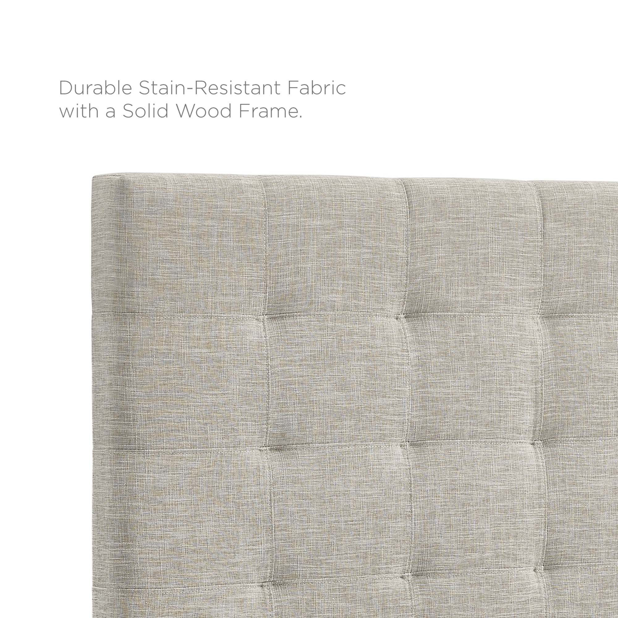Paisley Tufted Upholstered Linen Fabric King and California King Headboard, Beige