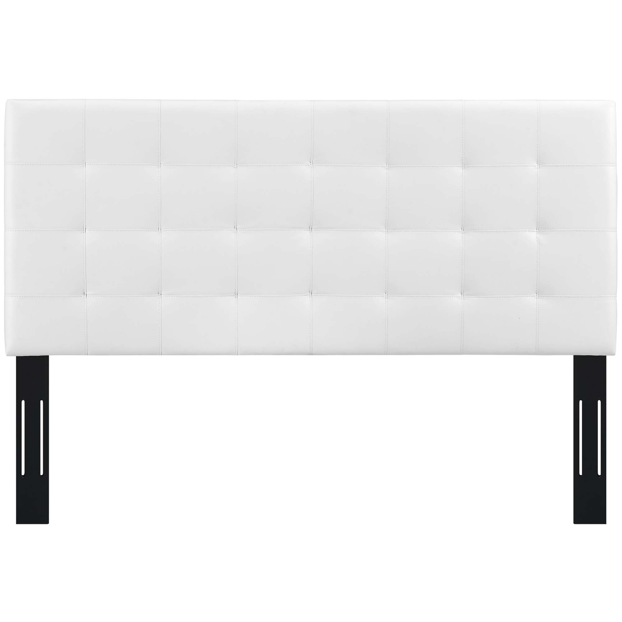 Paisley Tufted Upholstered Faux Leather King and California King Headboard, White