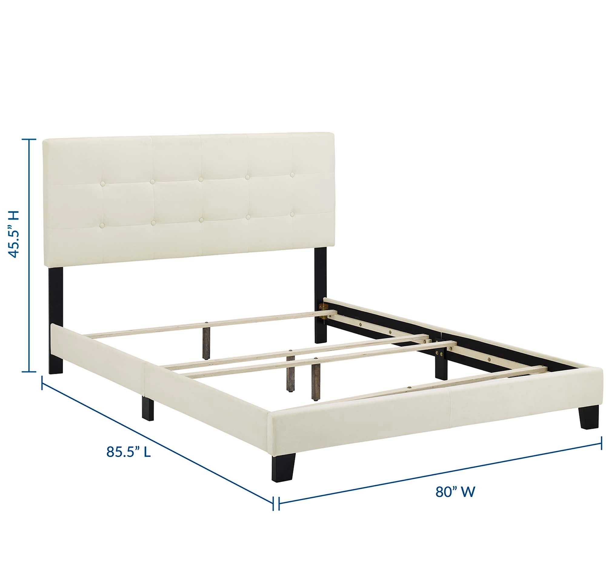 Amira Ivory King Performance Velvet Bed