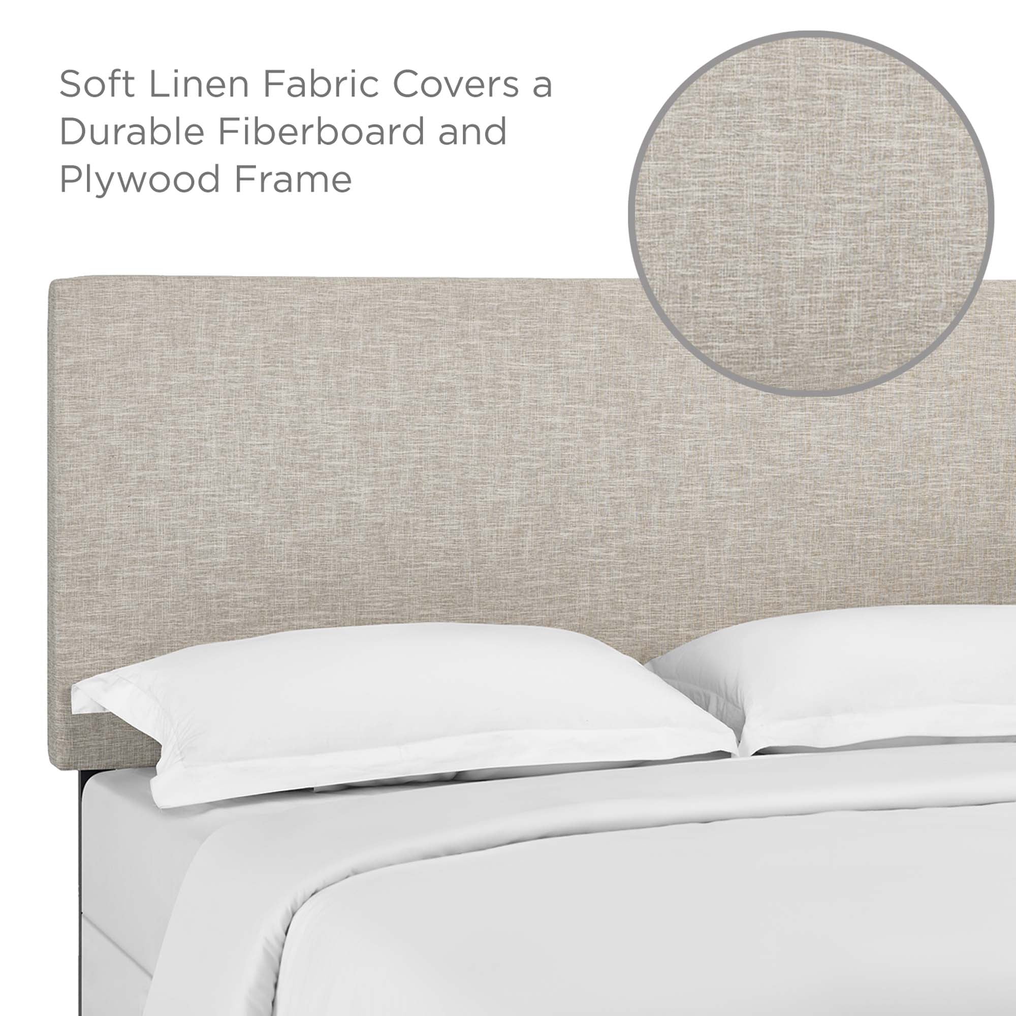 Taylor Upholstered Linen Fabric Full / Queen Headboard, Beige