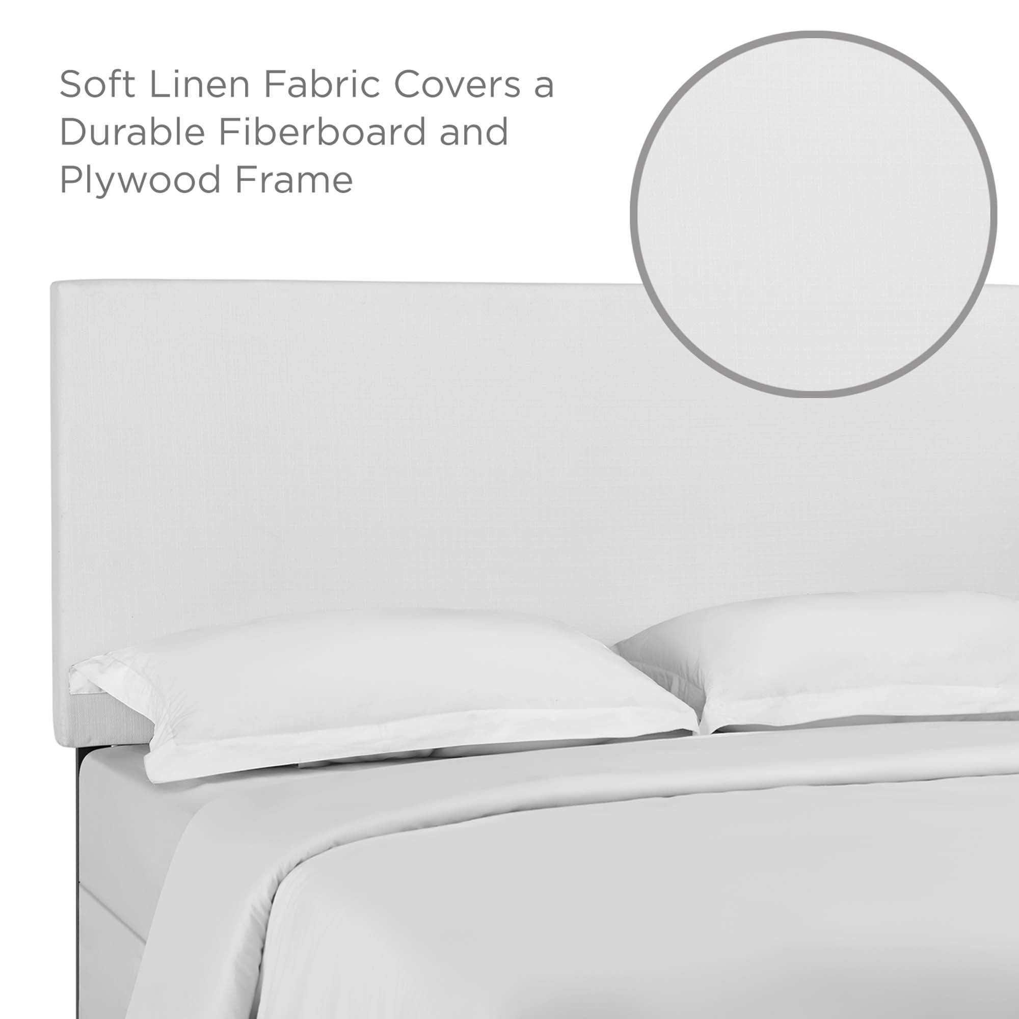 Taylor Upholstered Linen Fabric Full / Queen Headboard, White