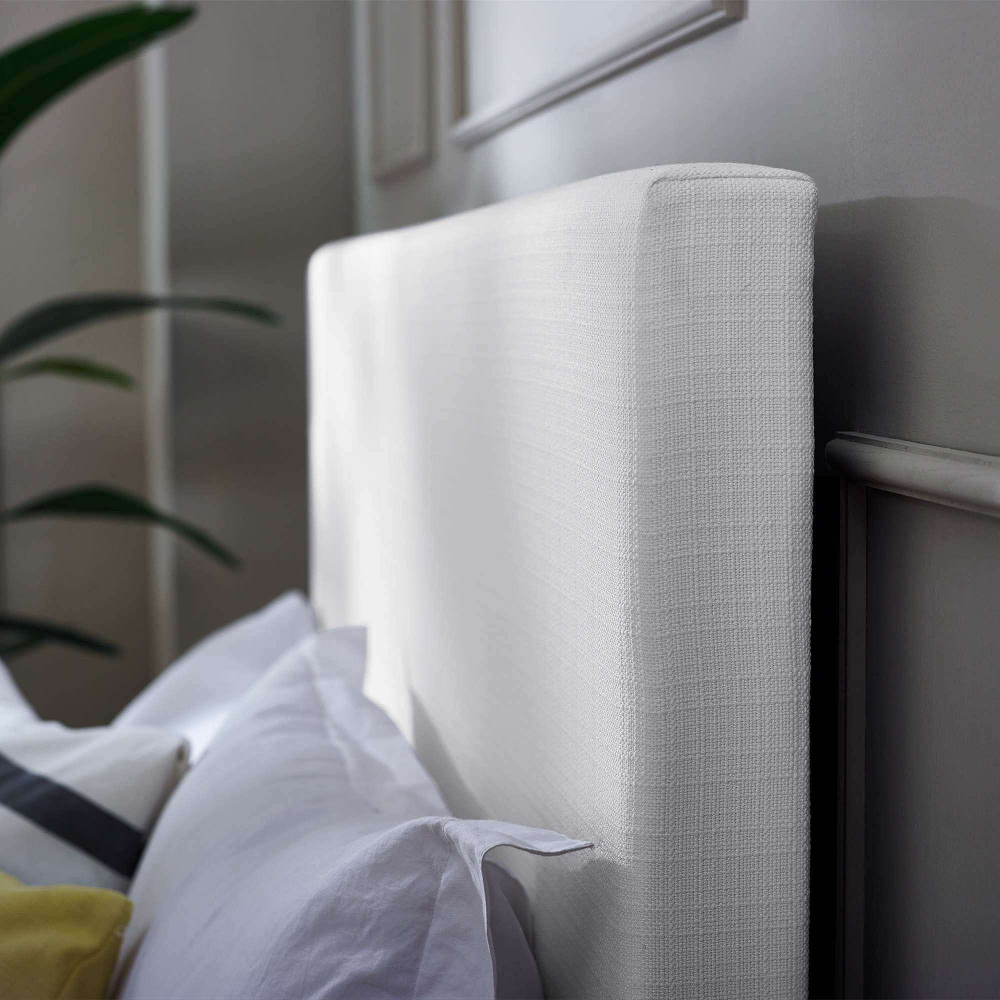 Taylor Upholstered Linen Fabric Full / Queen Headboard, White
