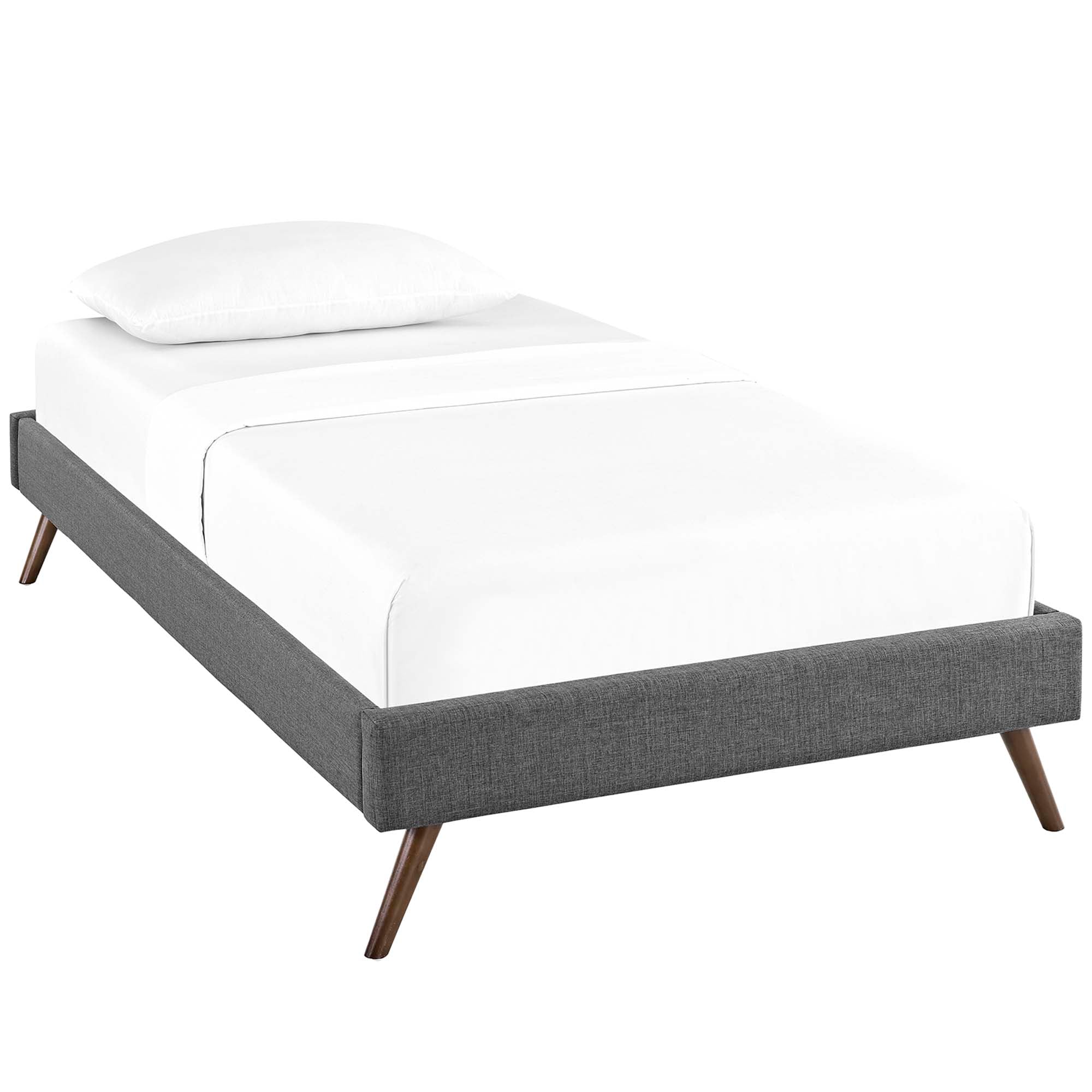 Loryn Teal Twin Fabric Bed Frame with Round Splayed Legs